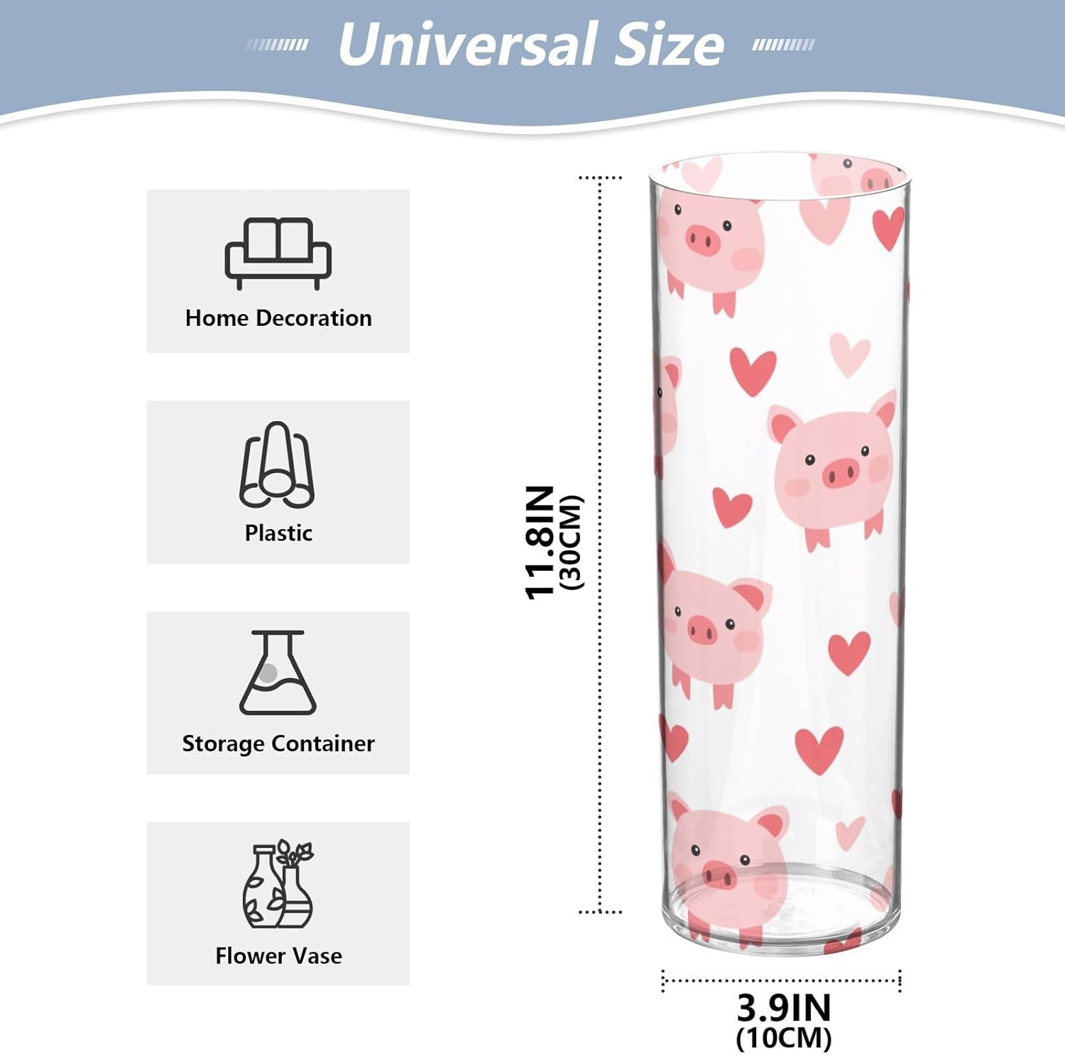 Happy Valentines Day Cartoon Pig Floating Candle Holder 118 x 39 Inch Aesthetic Flower Vase