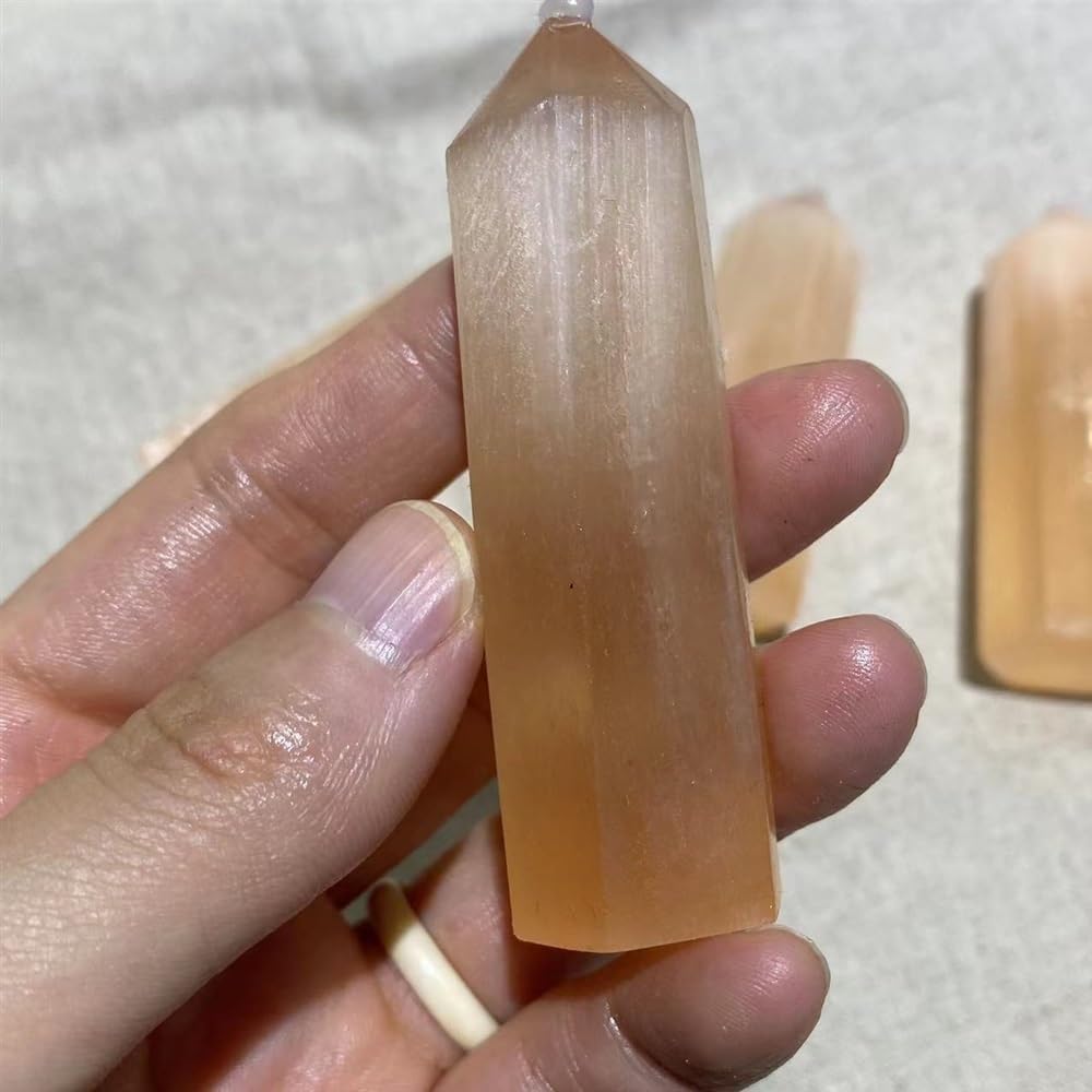 Texture Natural Orange Selenite Crystal Agate Gemstone Reiki Room Office Trim