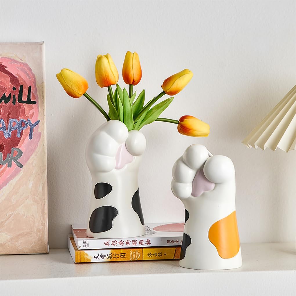 Wait Fly Cat Paw Ceramic Vase Black