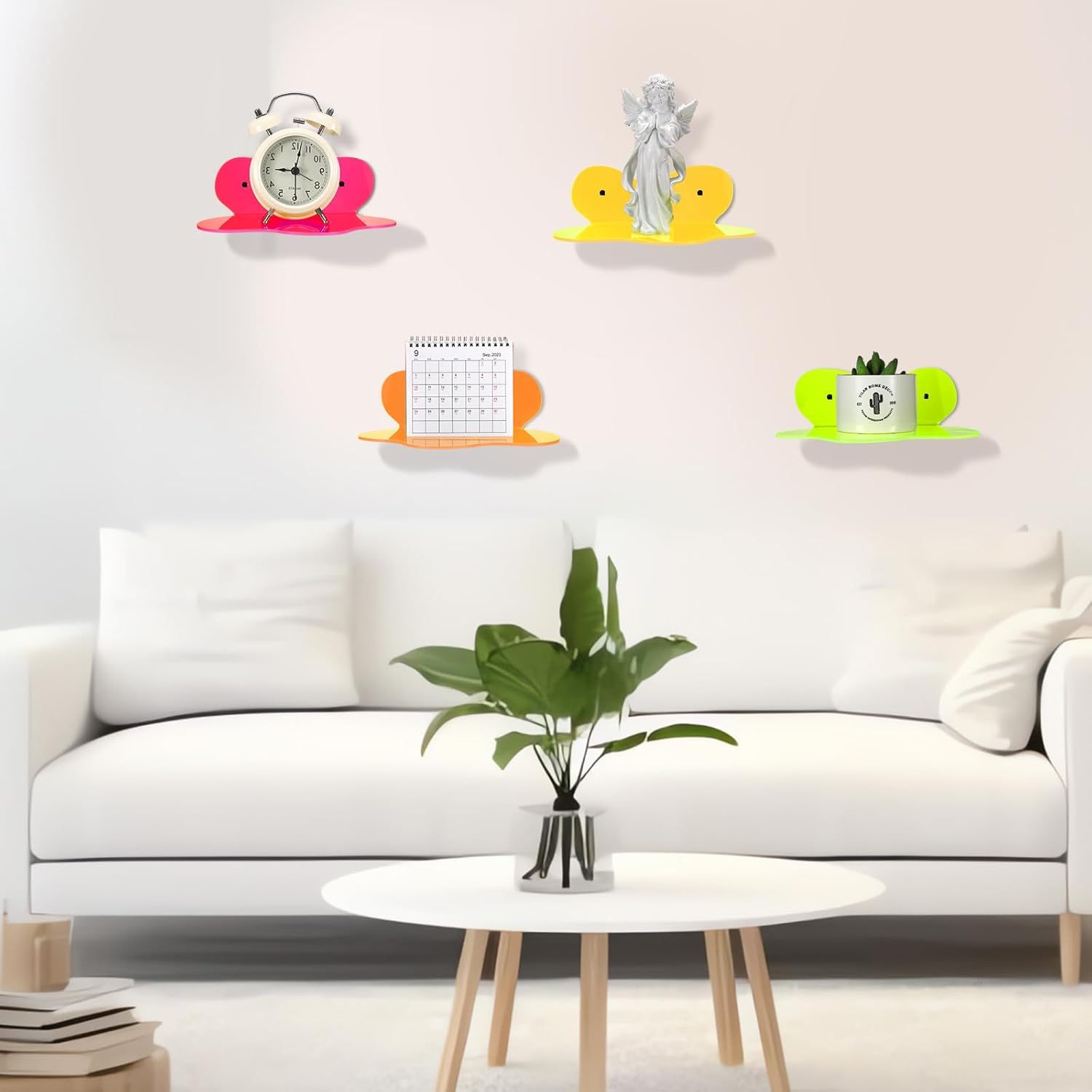 Soaoo 4 Pack Neon Floating Shelves for Display Storage
