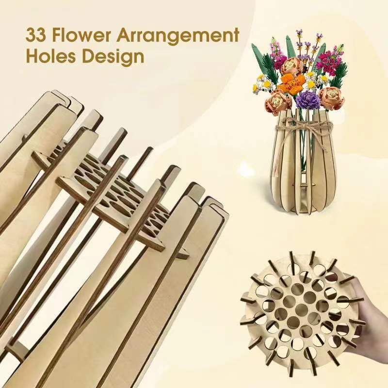 Wooden Vase Kit for LEGO Flowers and Flower Displays