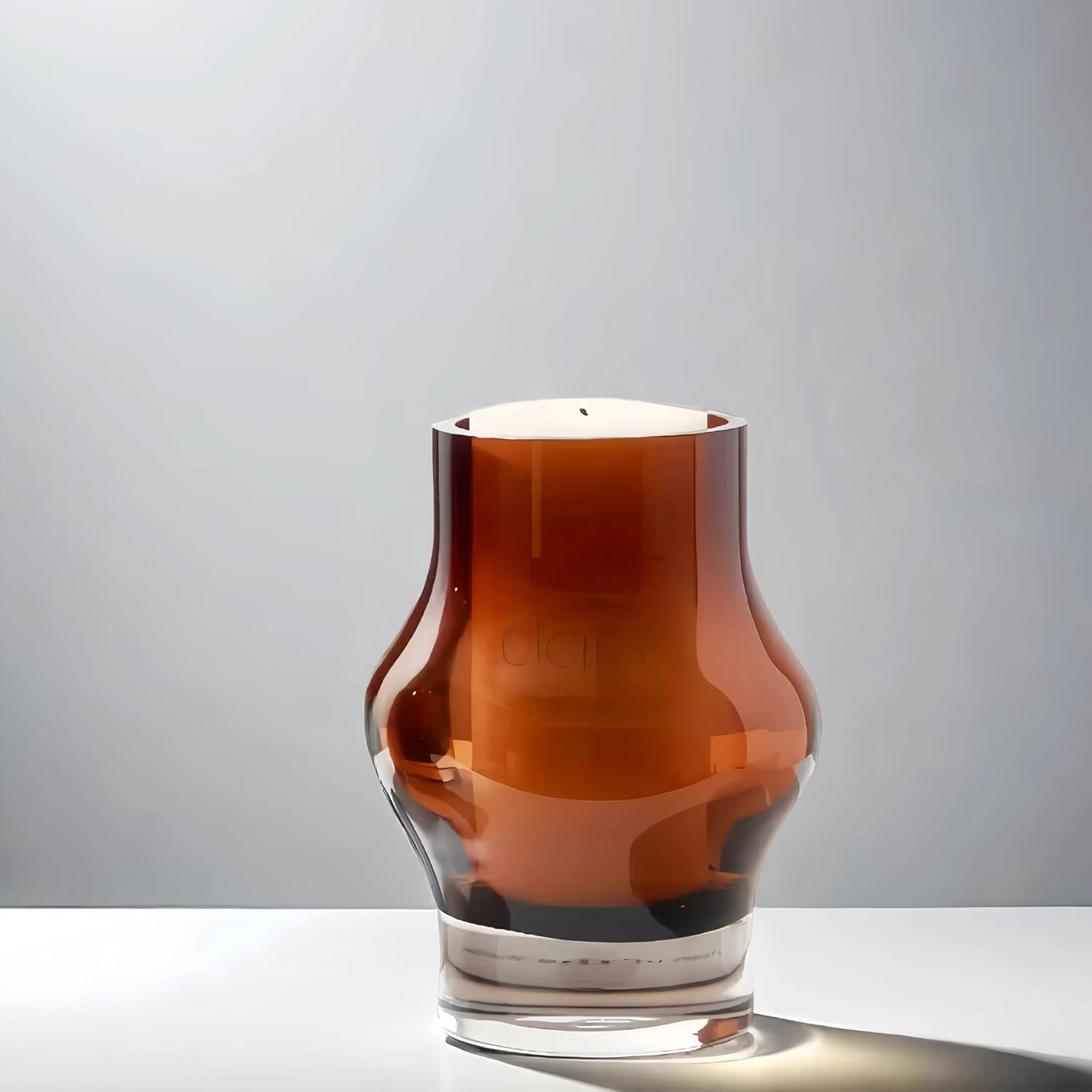 8 Inch Amber Hurricane Candleholder 35lb Thick Glass Vase