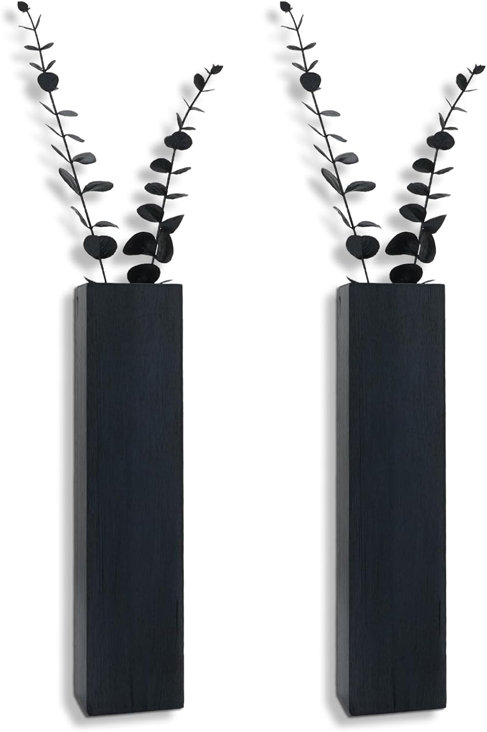 2Pack Wooden Wall Planters with Fake Eucalyptus Stems