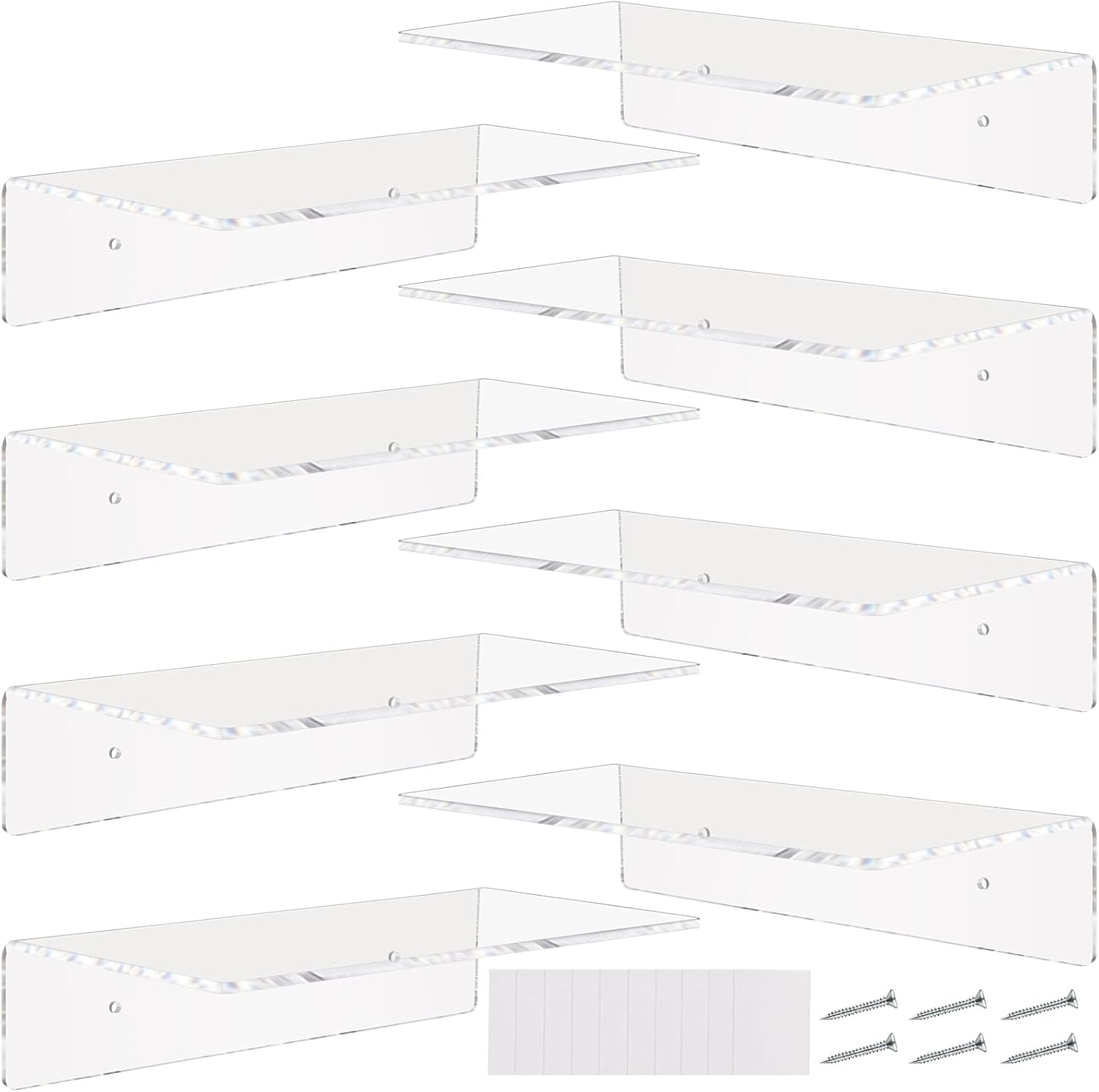 Vinsot 8 Pack Clear Acrylic Floating Shelves for Home Decor