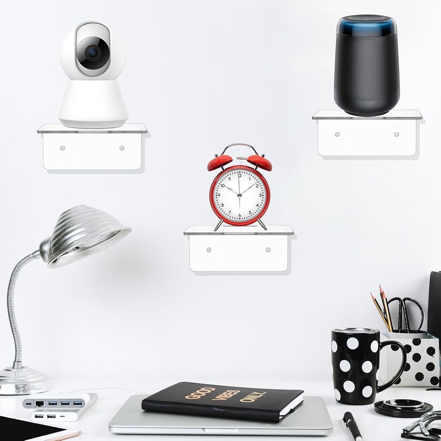 Lemecima 6 Pack Small Acrylic Floating Shelves for Wall