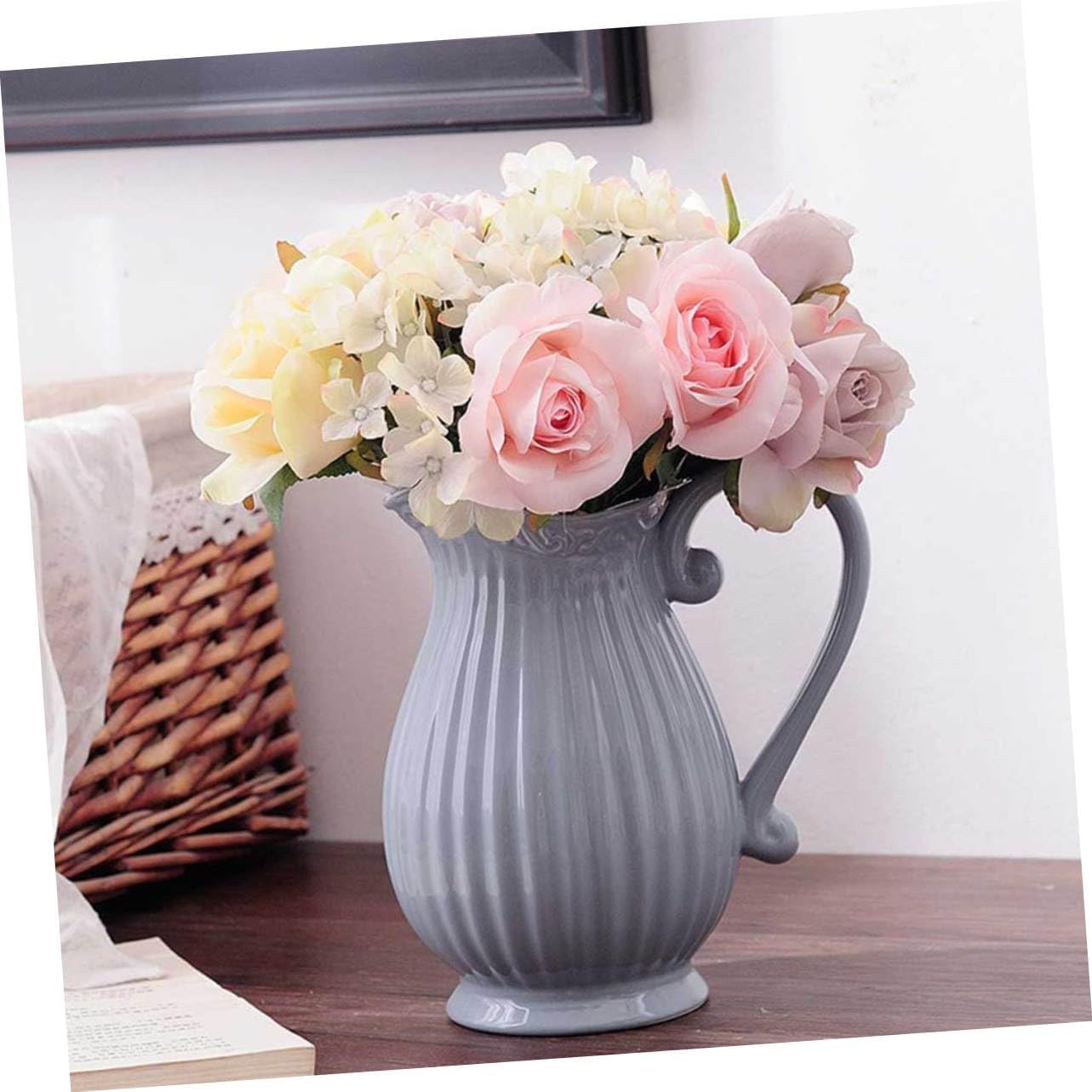 LIFKOME Ceramic Grey Decorative Vase Minimalist
