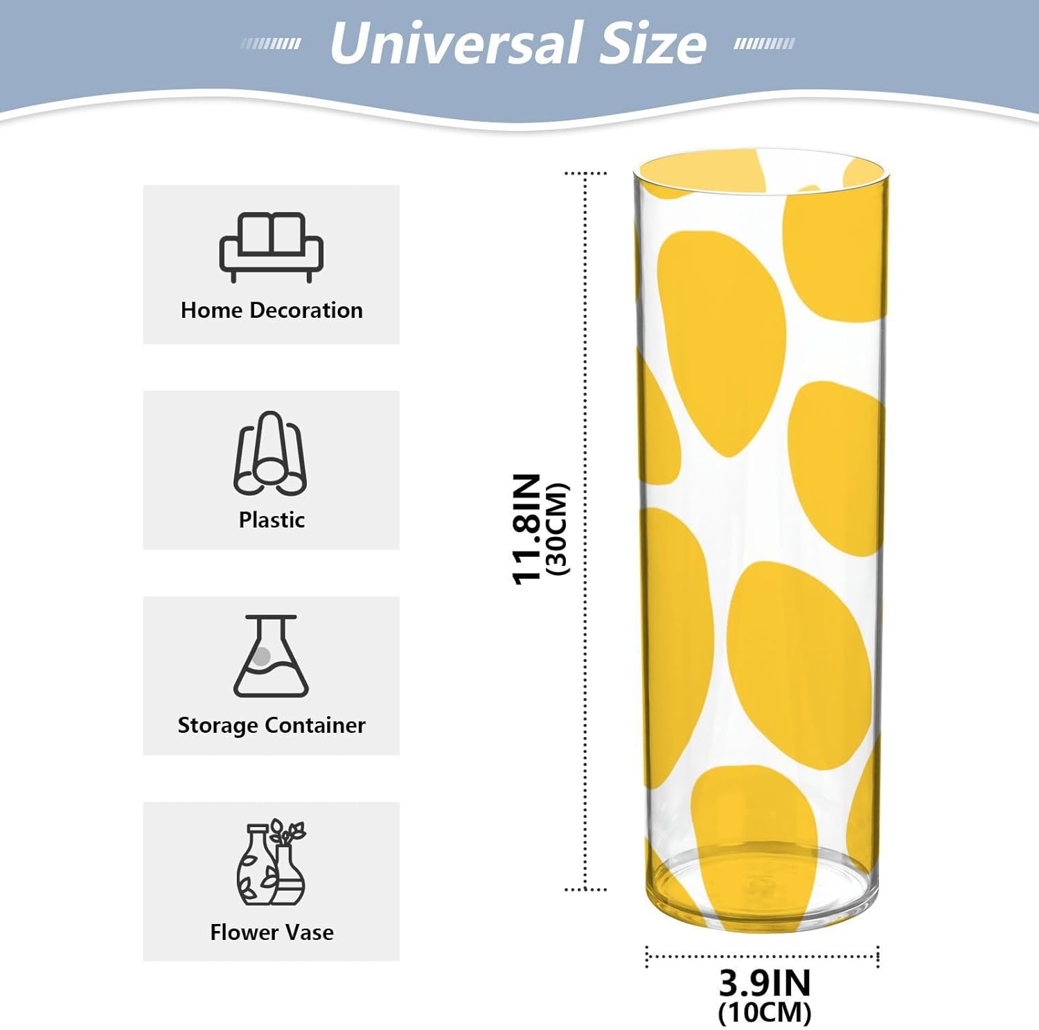 Yellow Spots Plastic Hurricane Flower Vase 118 x 39 Inch