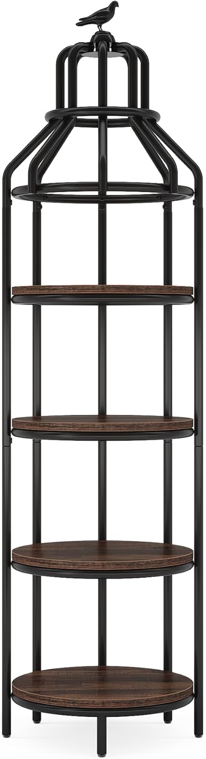 Tribesigns 4 Tier Corner Bookshelf with 4 Round Shelves