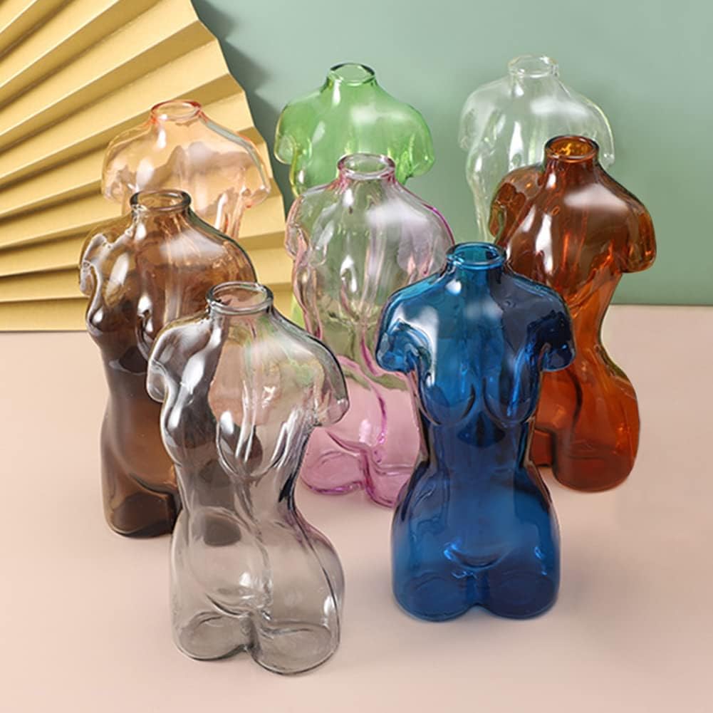 Kelendle Female Form Body Vase Glass Decor Gray