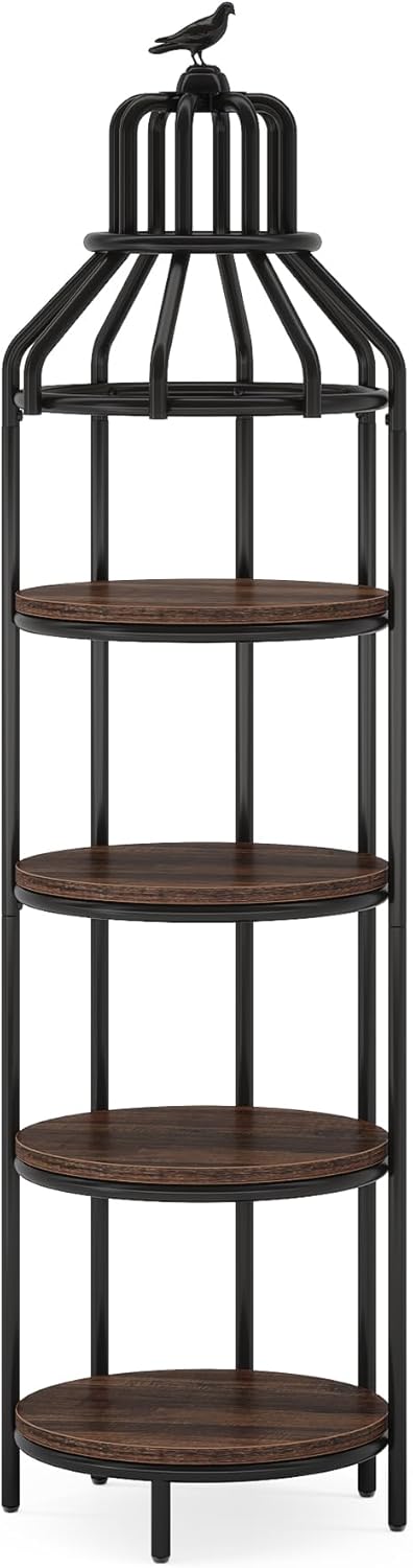 Tribesigns 4 Tier Corner Bookshelf with 4 Round Shelves