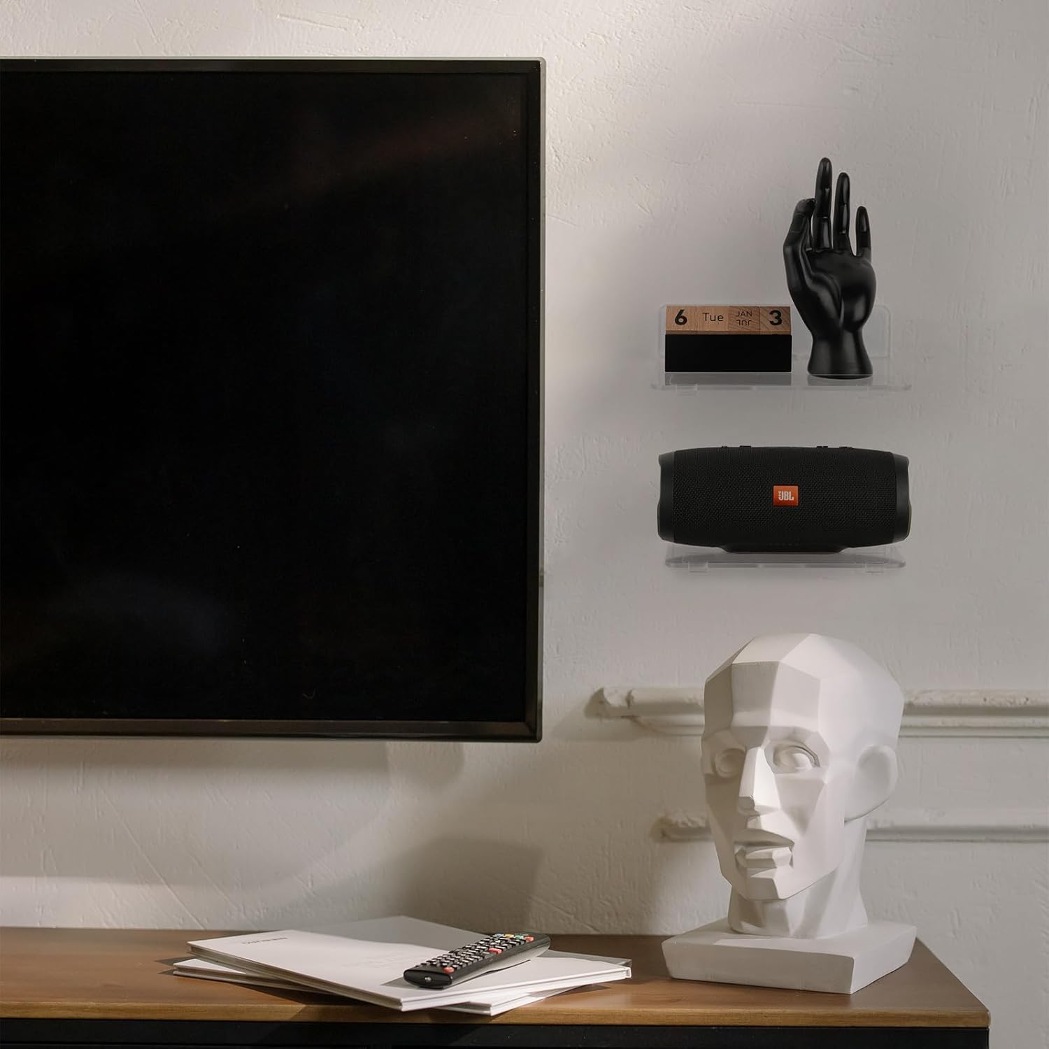 Cosmos Set of 2 Acrylic Floating Wall Shelves for Home Office Decor