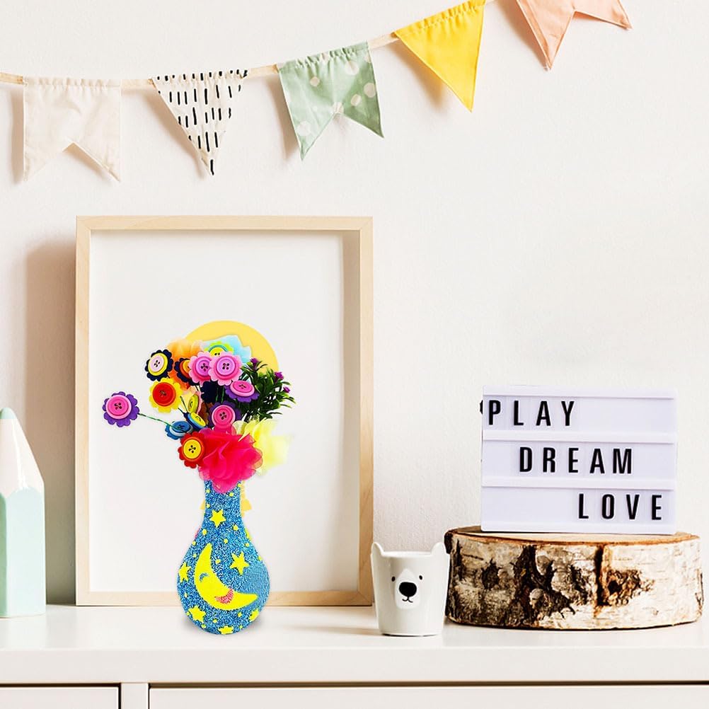 Happyyami 4pcs Unfinished Wood Vase DIY Painting Kit