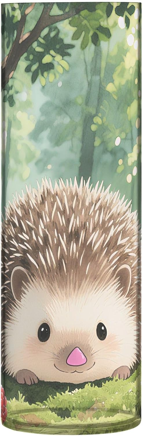 Cute Little Hedgehog Pattern Clear Vase 118 Inch Tall