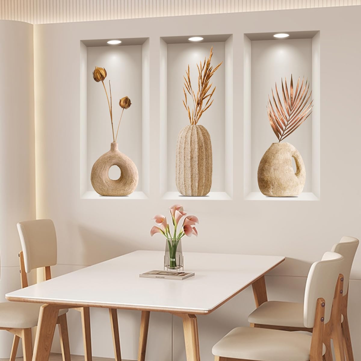 Joyartu 3D Plants Wall Decals 3PCS Modern Botanical Mural Stickers