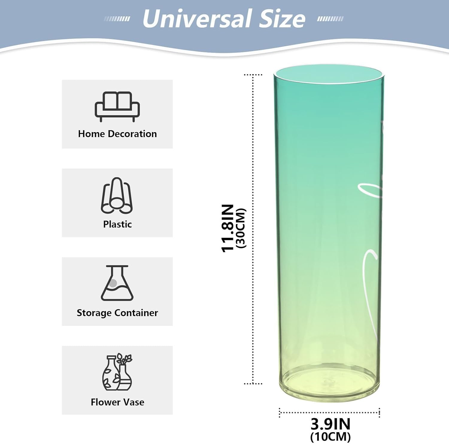 J JOYSAY Custom Teal Yellow Gradient Plastic Vase
