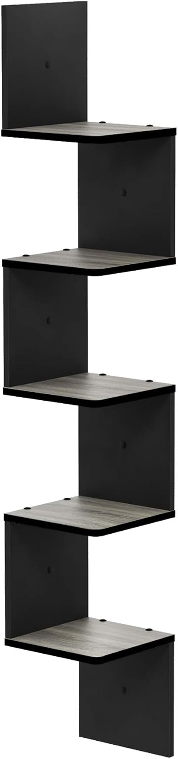 Furinno Rossi Wall Mount Floating Corner Shelf 5-Tier Square