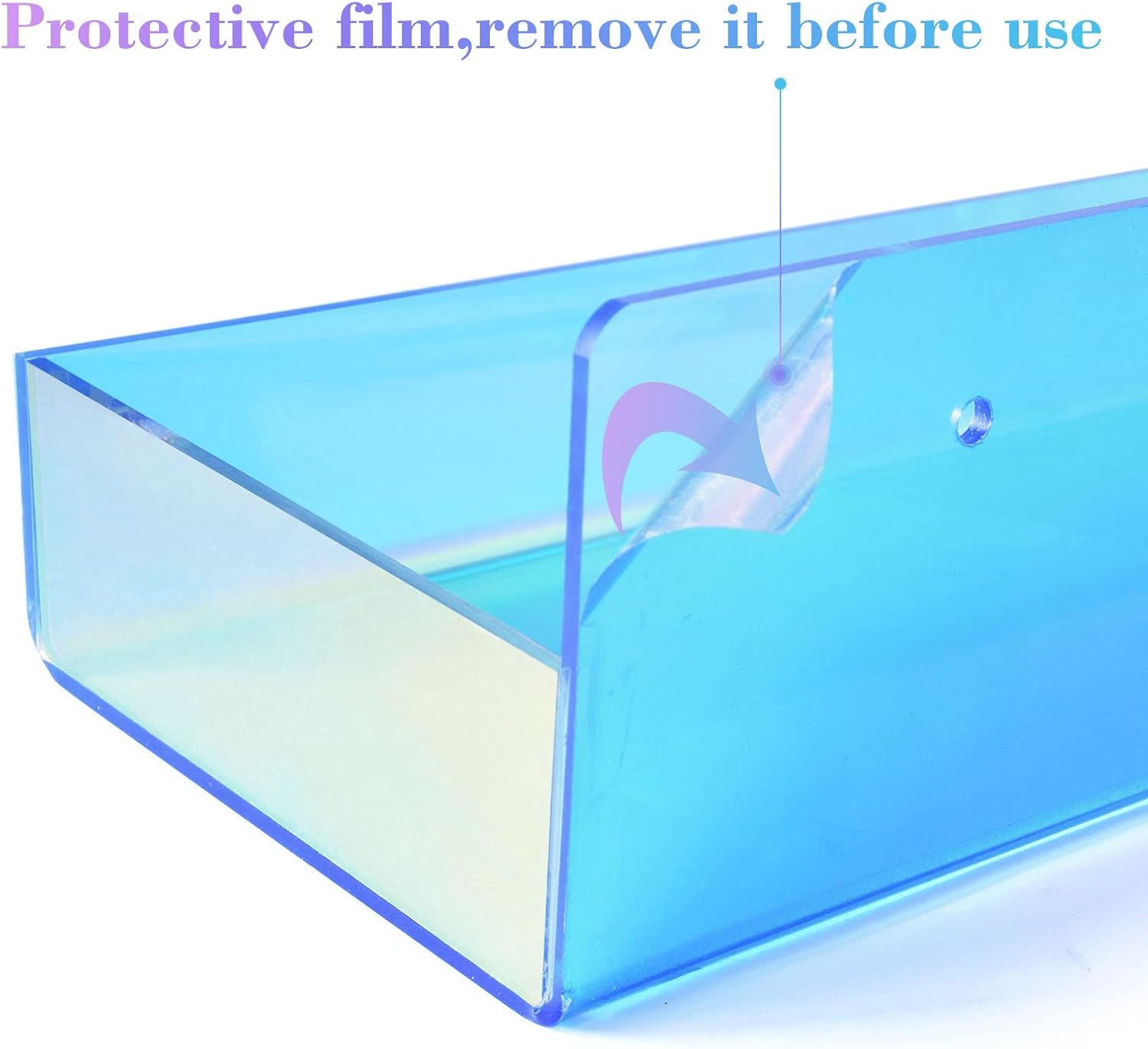 TLBTEK 2 Pcs 15 Inch Iridescent Floating Shelves