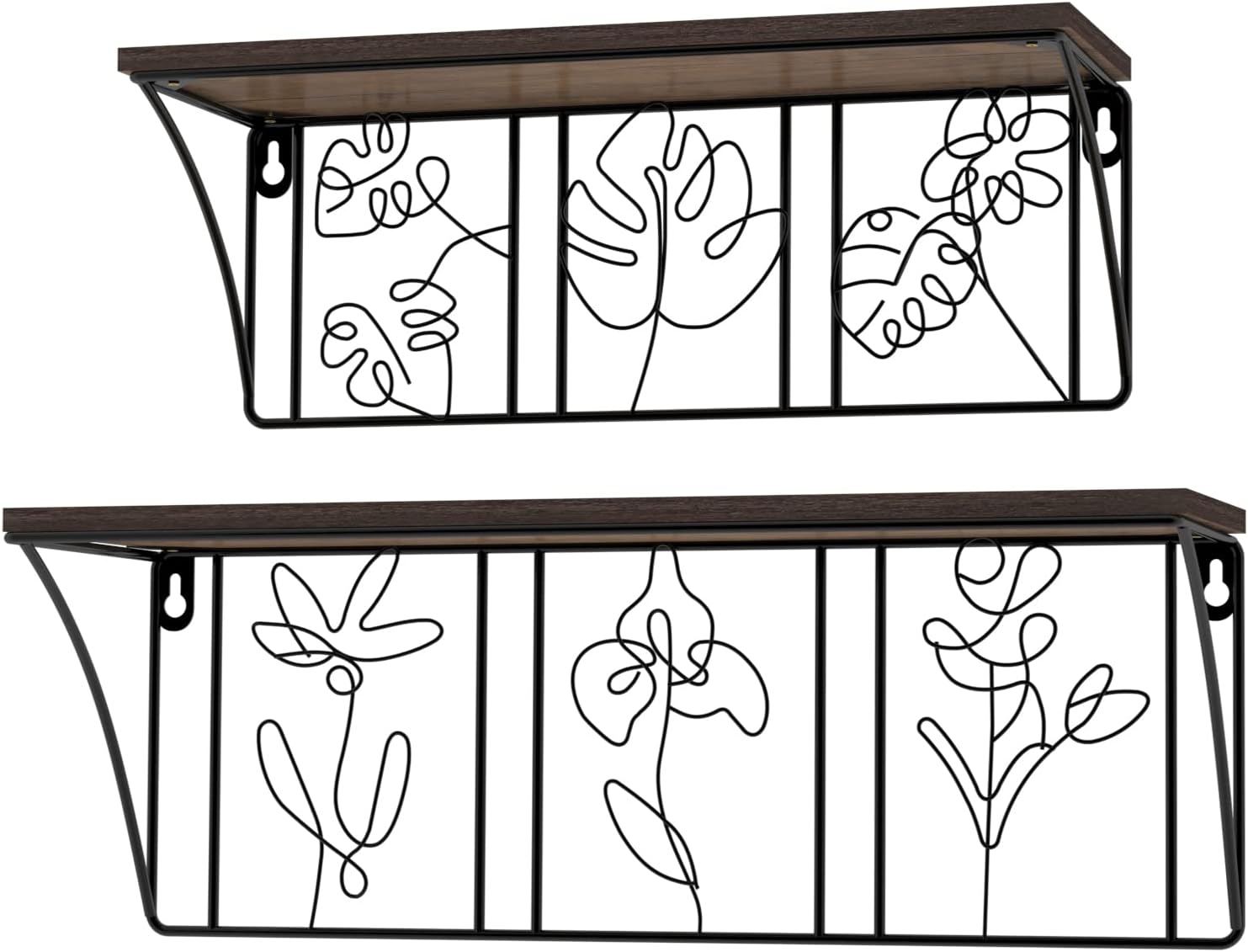 QUTREY Floating Shelves Set of 2 Minimalist Metal Abstract Decor for Living Room and Bedroom