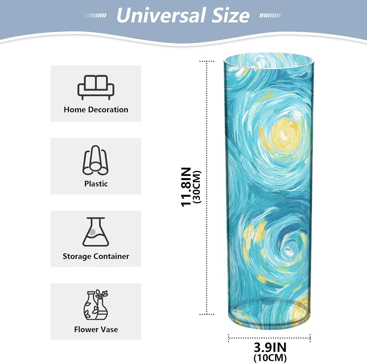 Blue Yellow Sky Plastic Hurricane Floating Candle Holder 118 x 39 Inch Decor