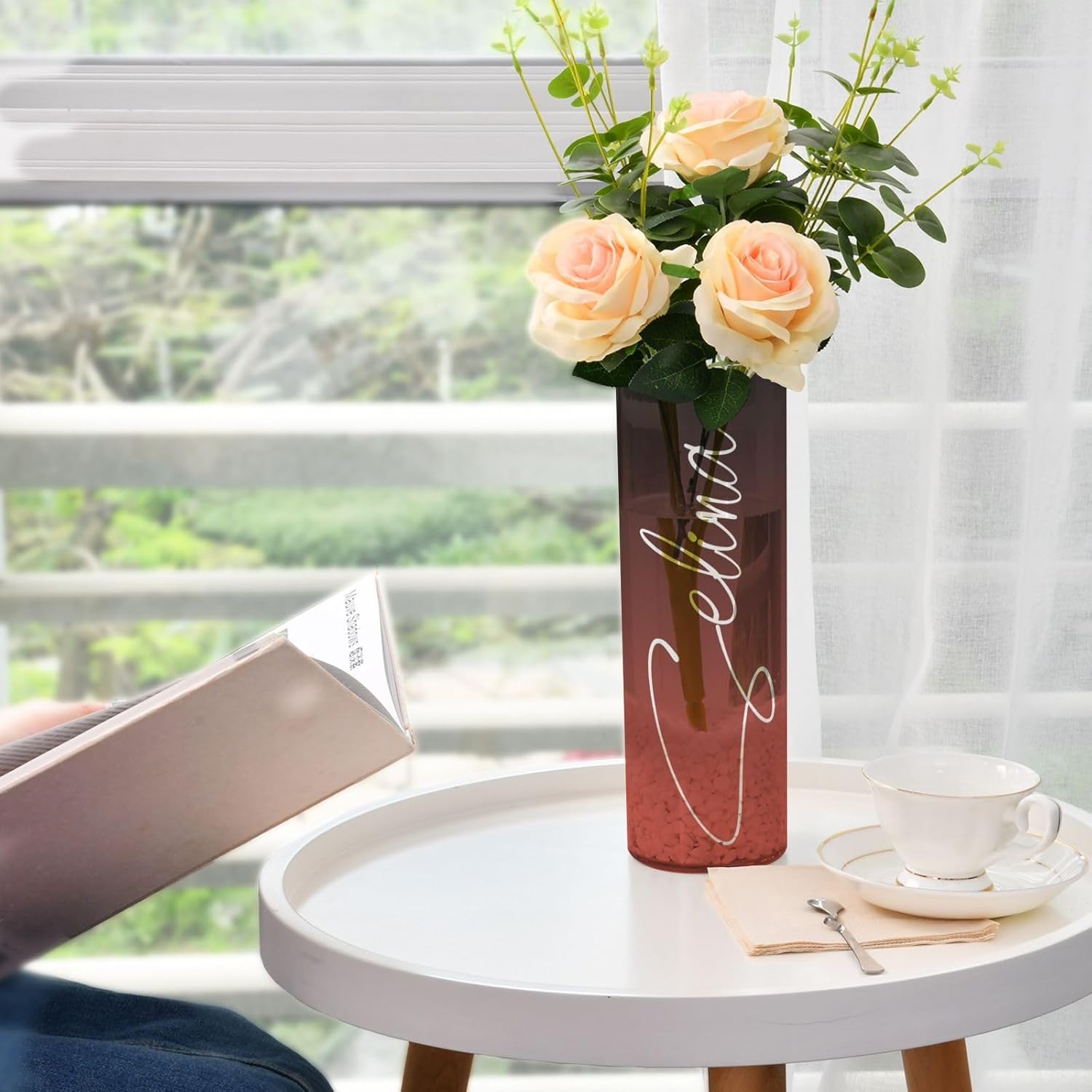 Custom Black Red Gradient Vase for Home Decor