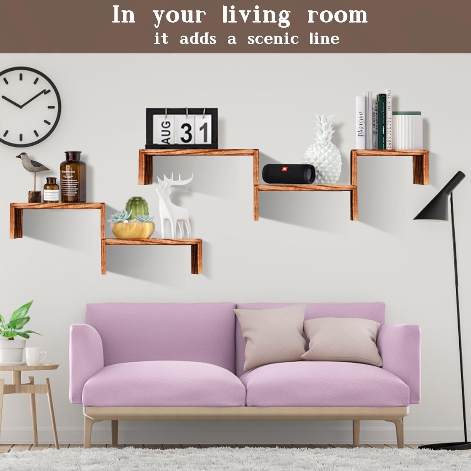 Wood Floating Shelves for Wall Versatile Book Display Shelves