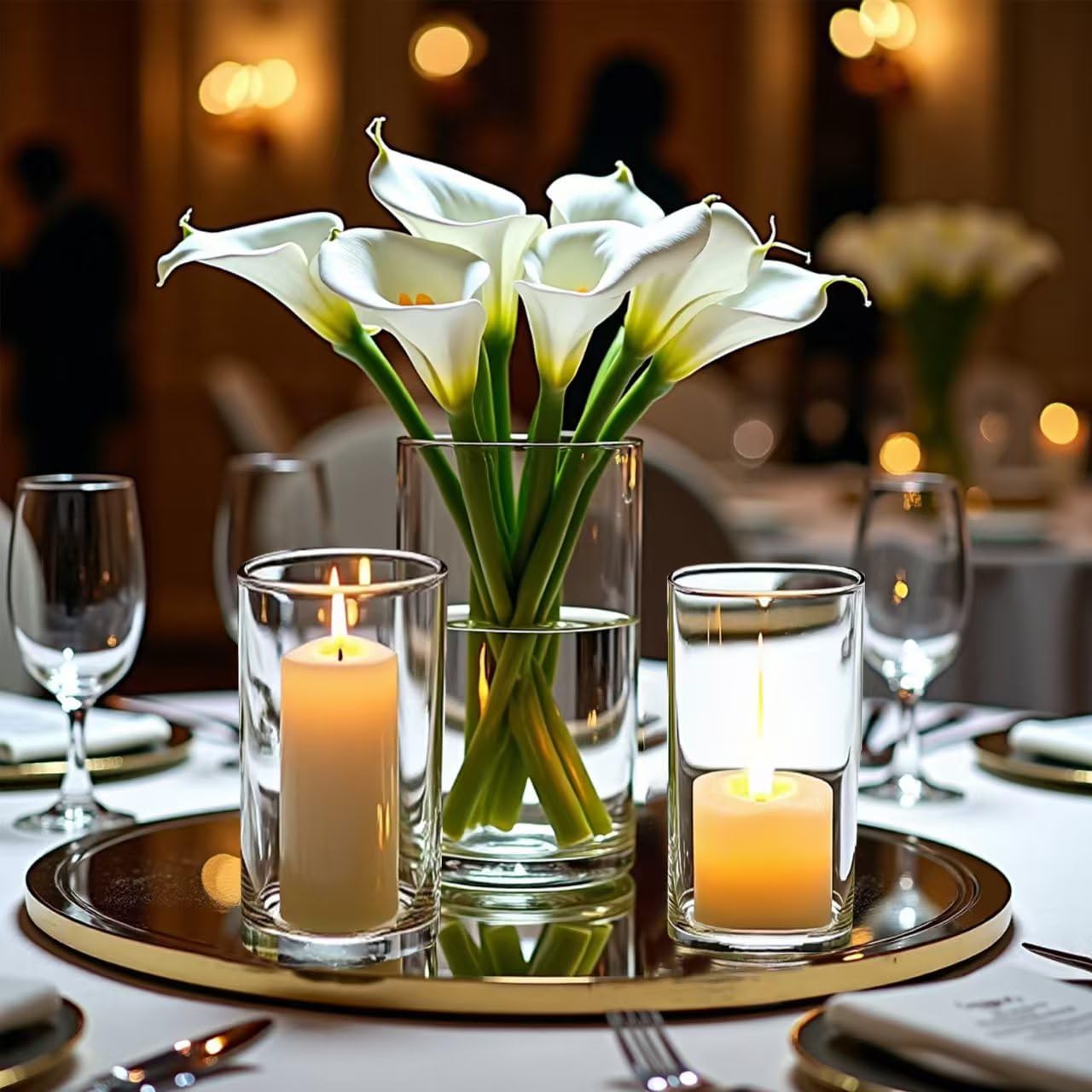 24 Pack Clear Glass Cylinder Vases - Floating Candles Centerpieces