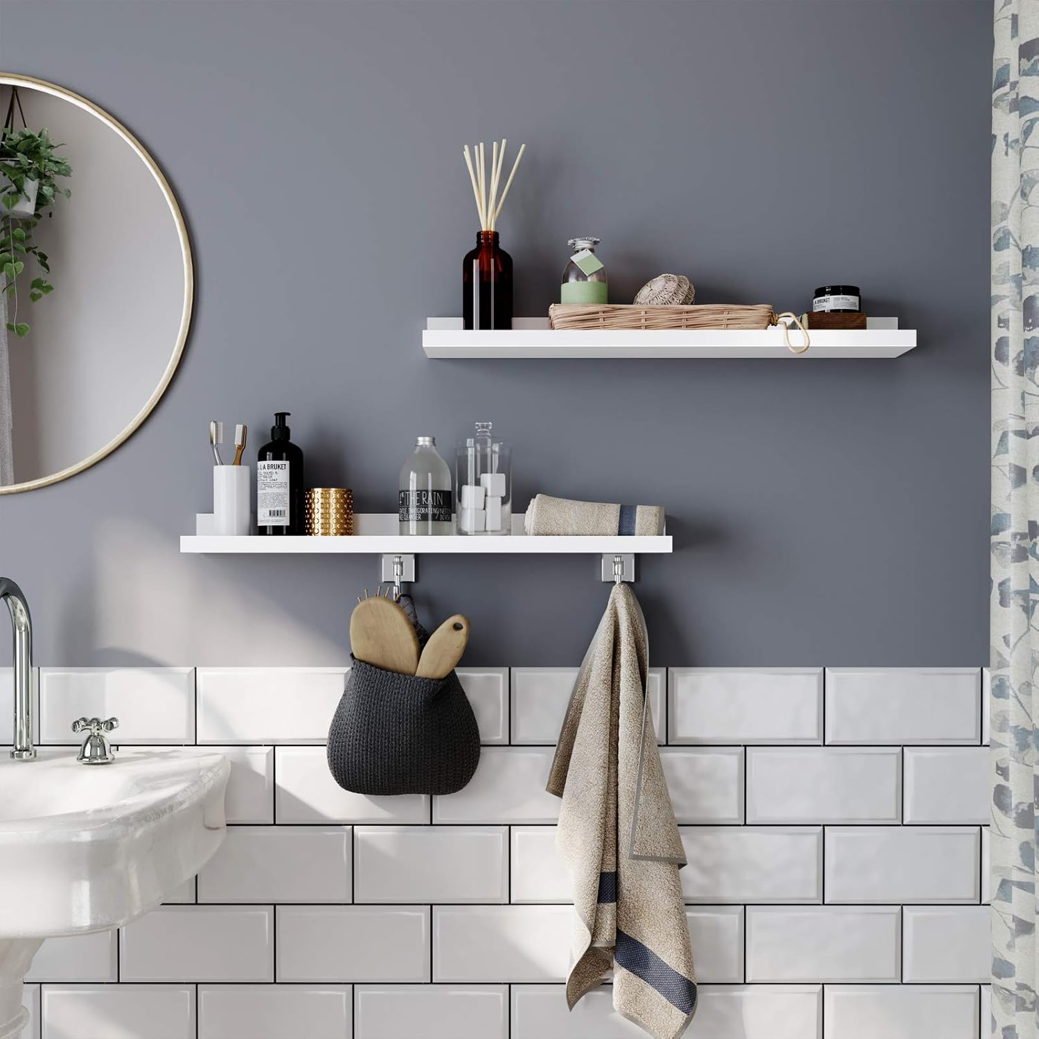 SONGMICS Floating Shelves Set of 2 Wall Mount