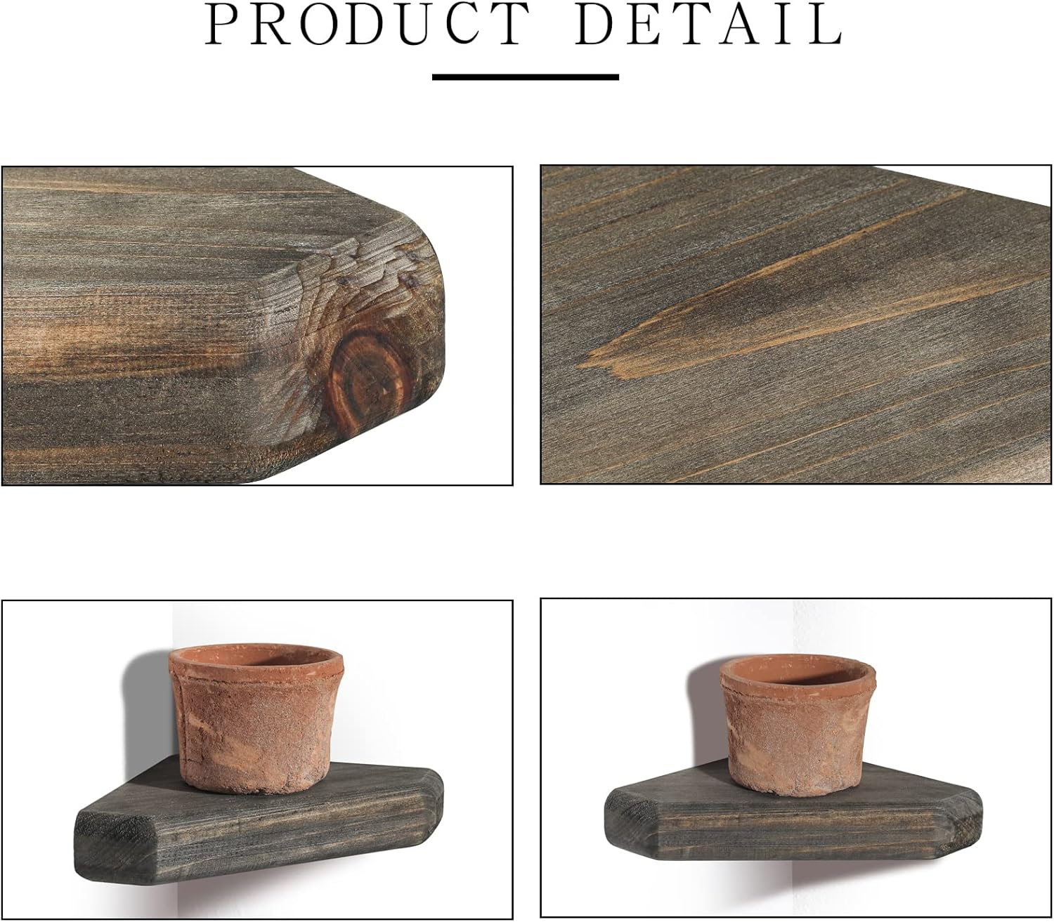 Freezing Point Corner Shelf Rustic Wood Floating Wall Mount Display Storage Decor