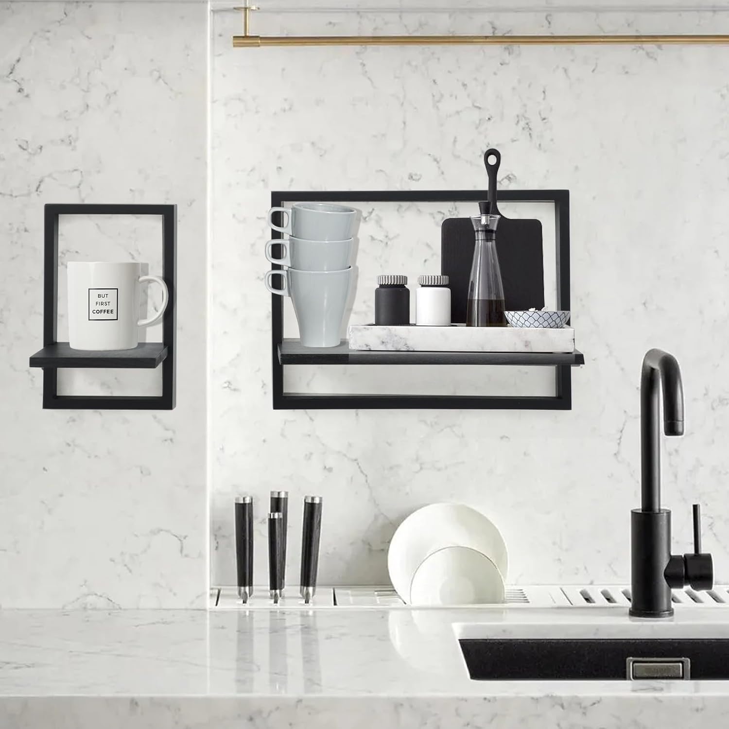 PHOENANCEE Square Floating Shelves Set of 4
