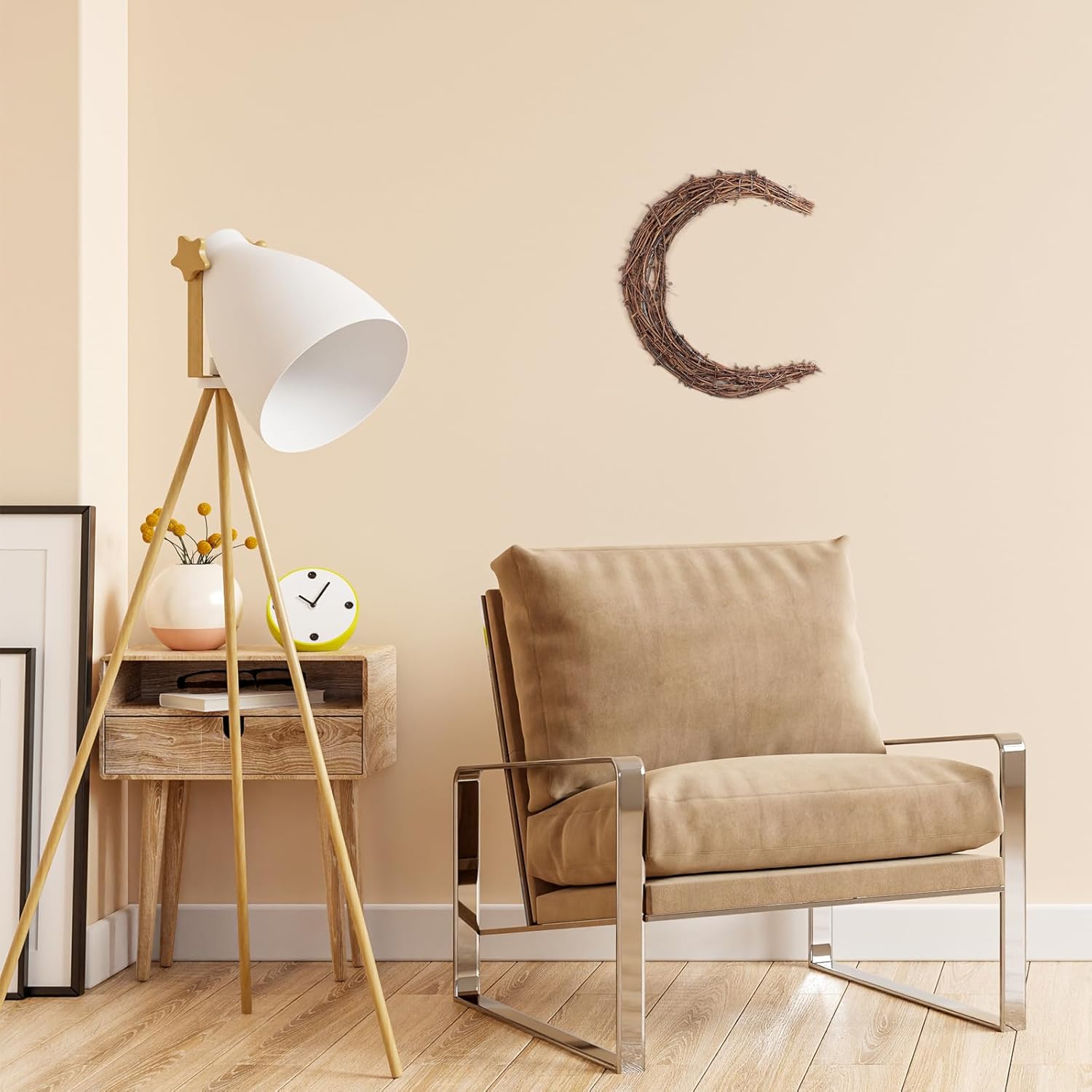 Moon Wreath 118 Inch Natural Grapevine Half Moon Christmas Decorations for DIY