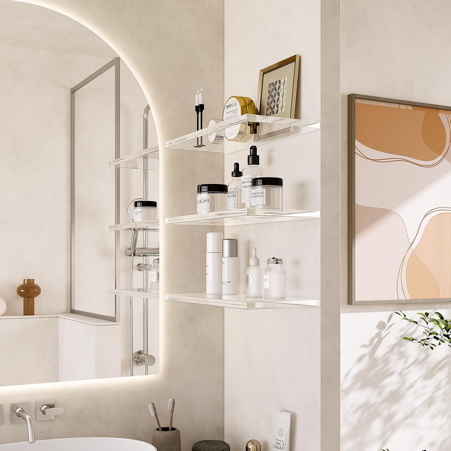 Clear Acrylic Floating Shelves for Wall Mounting