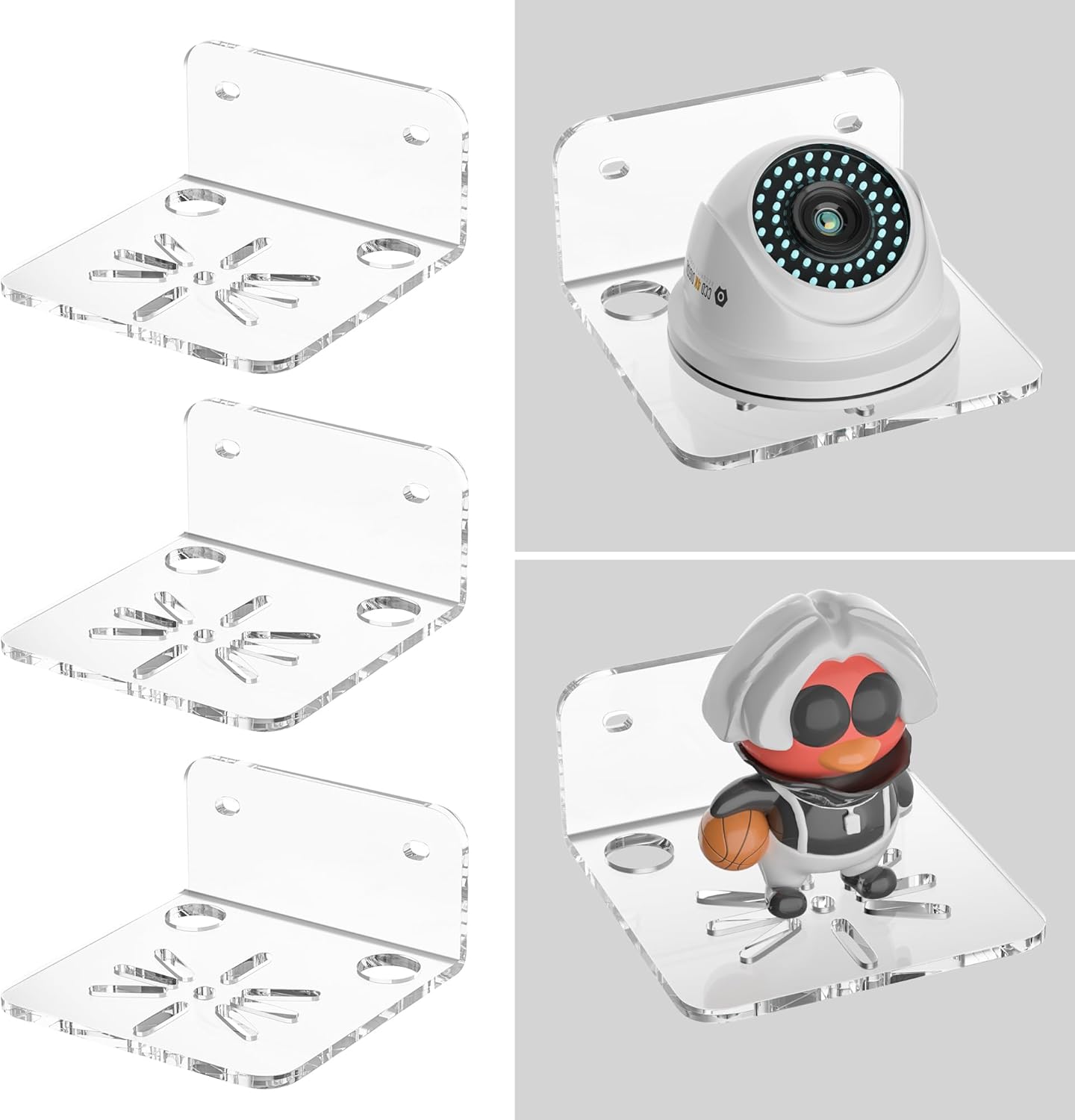 Clear Acrylic Wall Shelf 3 Pack for Security Cameras and More