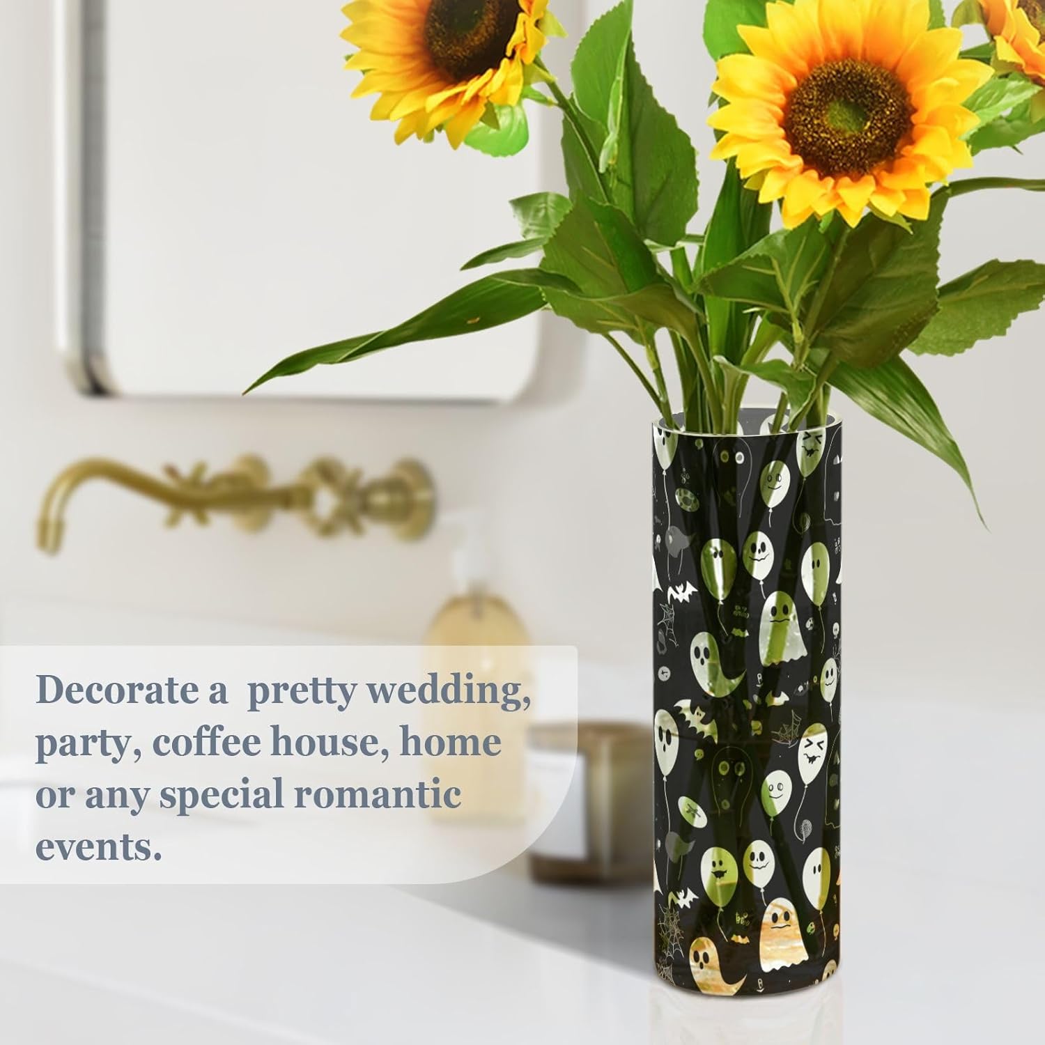 Black and White Cartoon Halloween Balloon Hurricane Vase Decor
