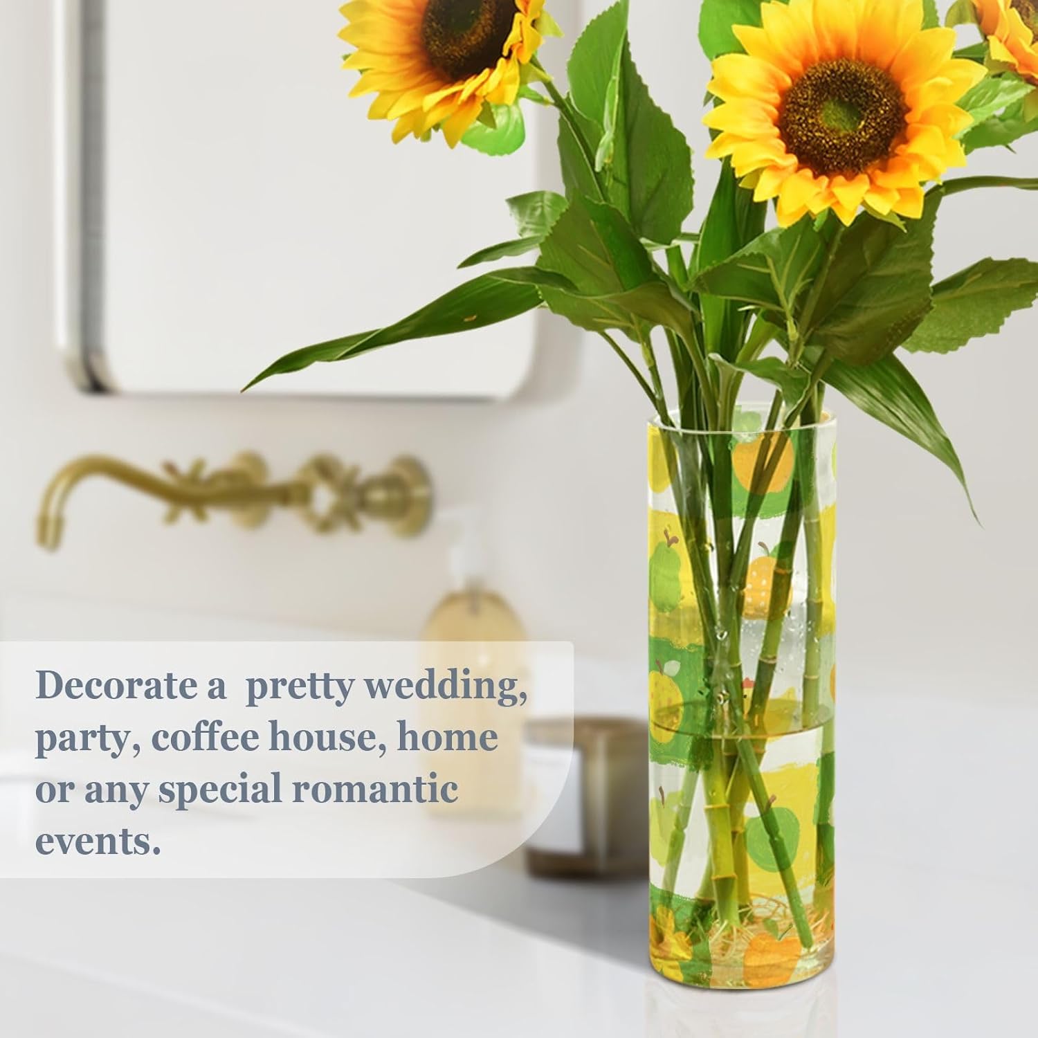 Yellow Green Flower Checkered Plastic Vase 118 x 39 Inch