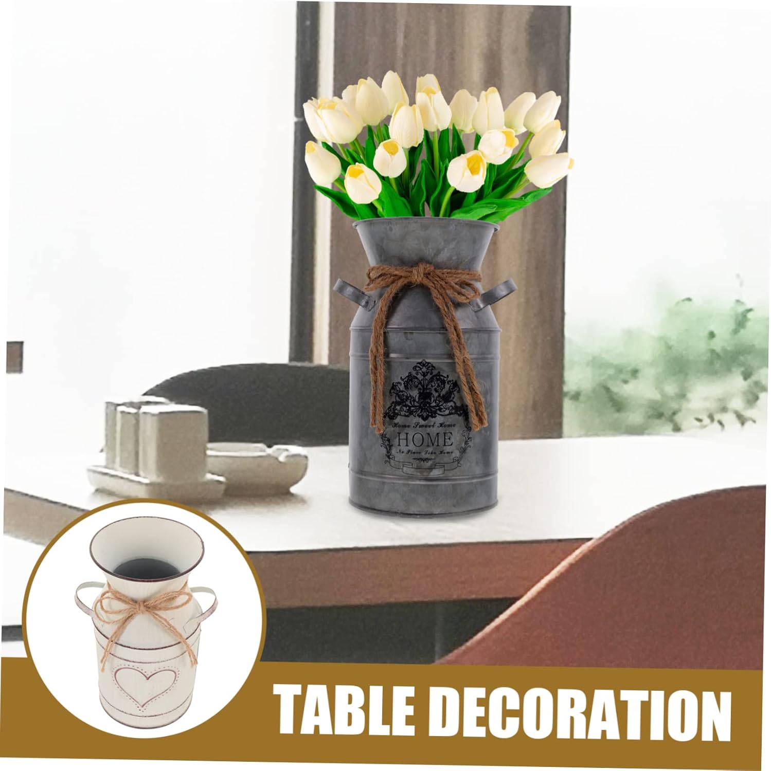 Rustic Iron Flower Bucket for Home Decor