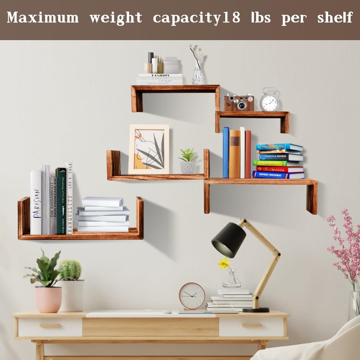 Wood Floating Shelves for Wall Versatile Book Display Shelves
