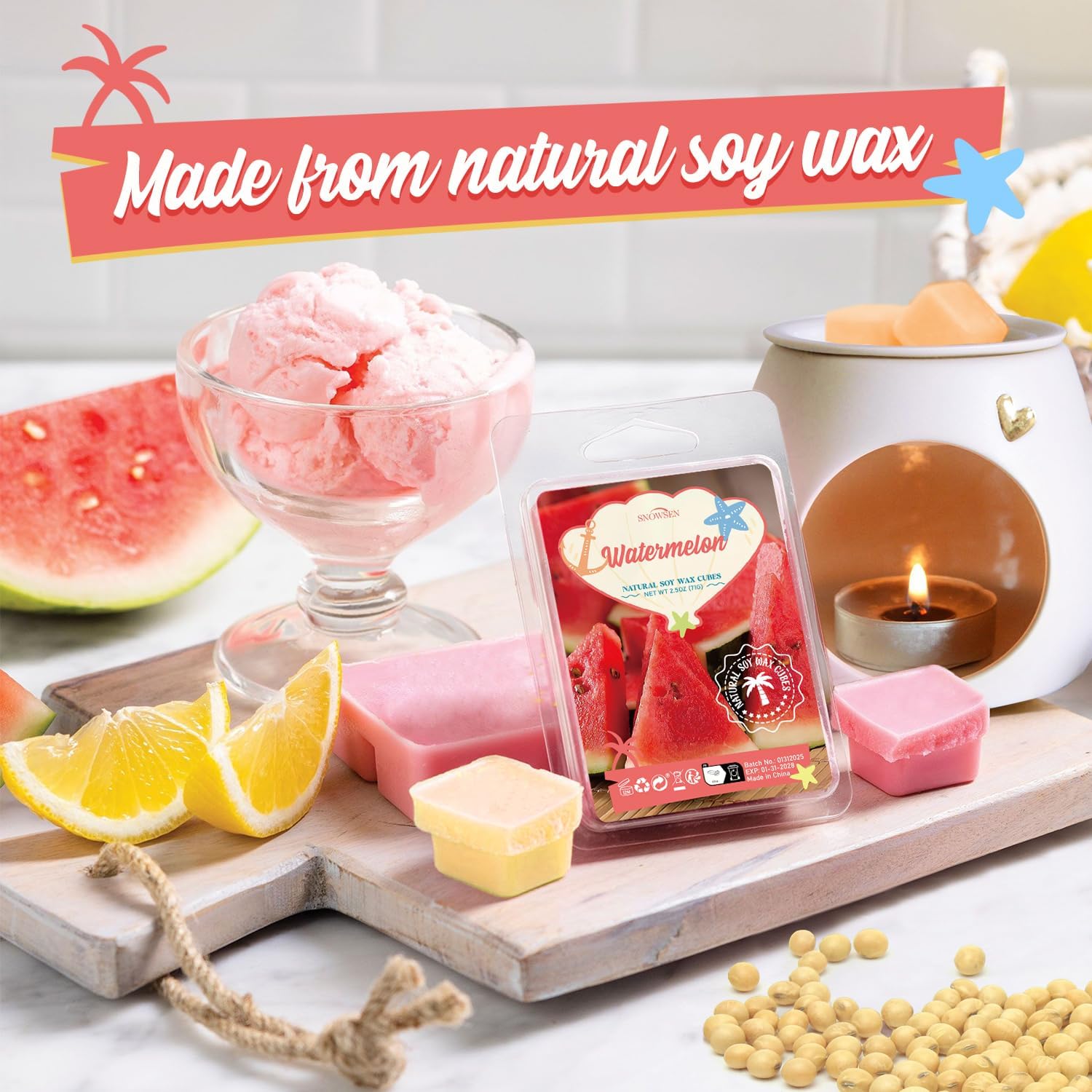 Summer Scented Wax Melts Set with 8 Unique Scents
