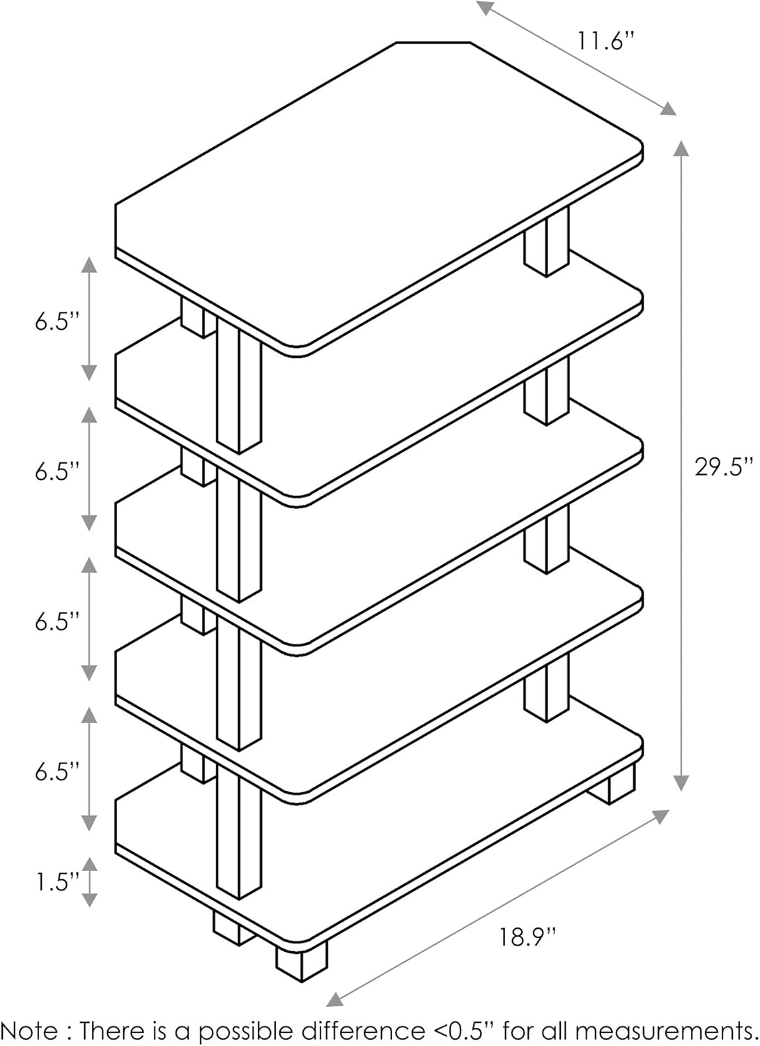 Furinno Turn-N-Tube 5-Tier Corner Shelf Espresso Black