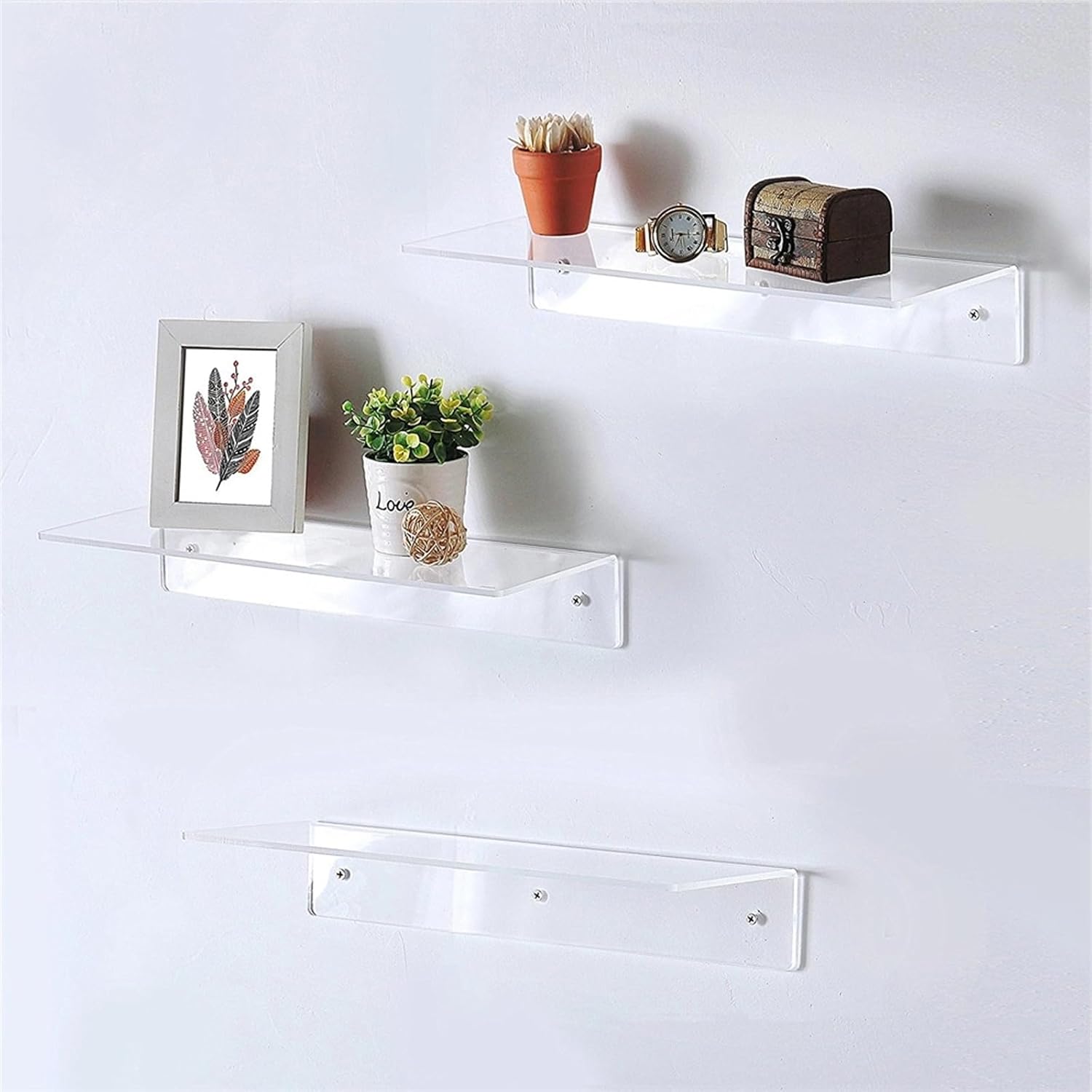 8Pcs Clear Acrylic Floating Shelves Wall Mounted for Home Decor