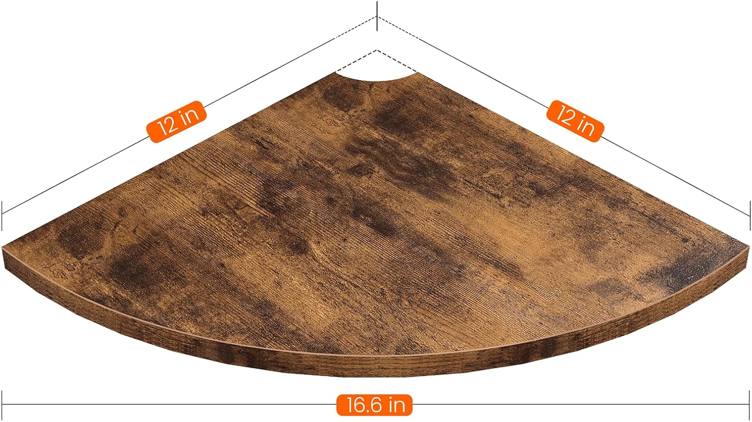 Homode Corner Wall Shelf 12 Inch Wide Rustic Brown Floating Shelves Set of 4