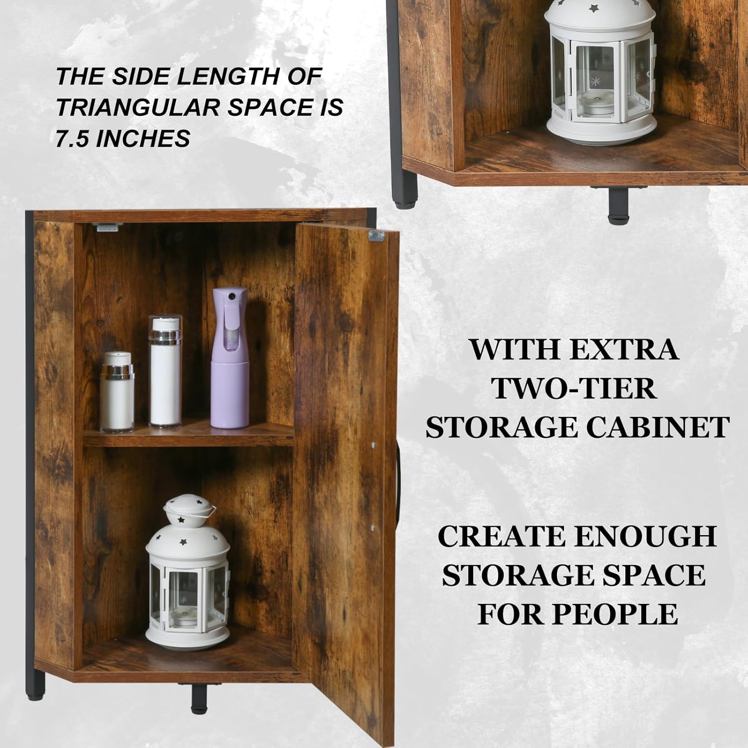 OUTREE Tall Corner Shelf with Doors and Plant Stand