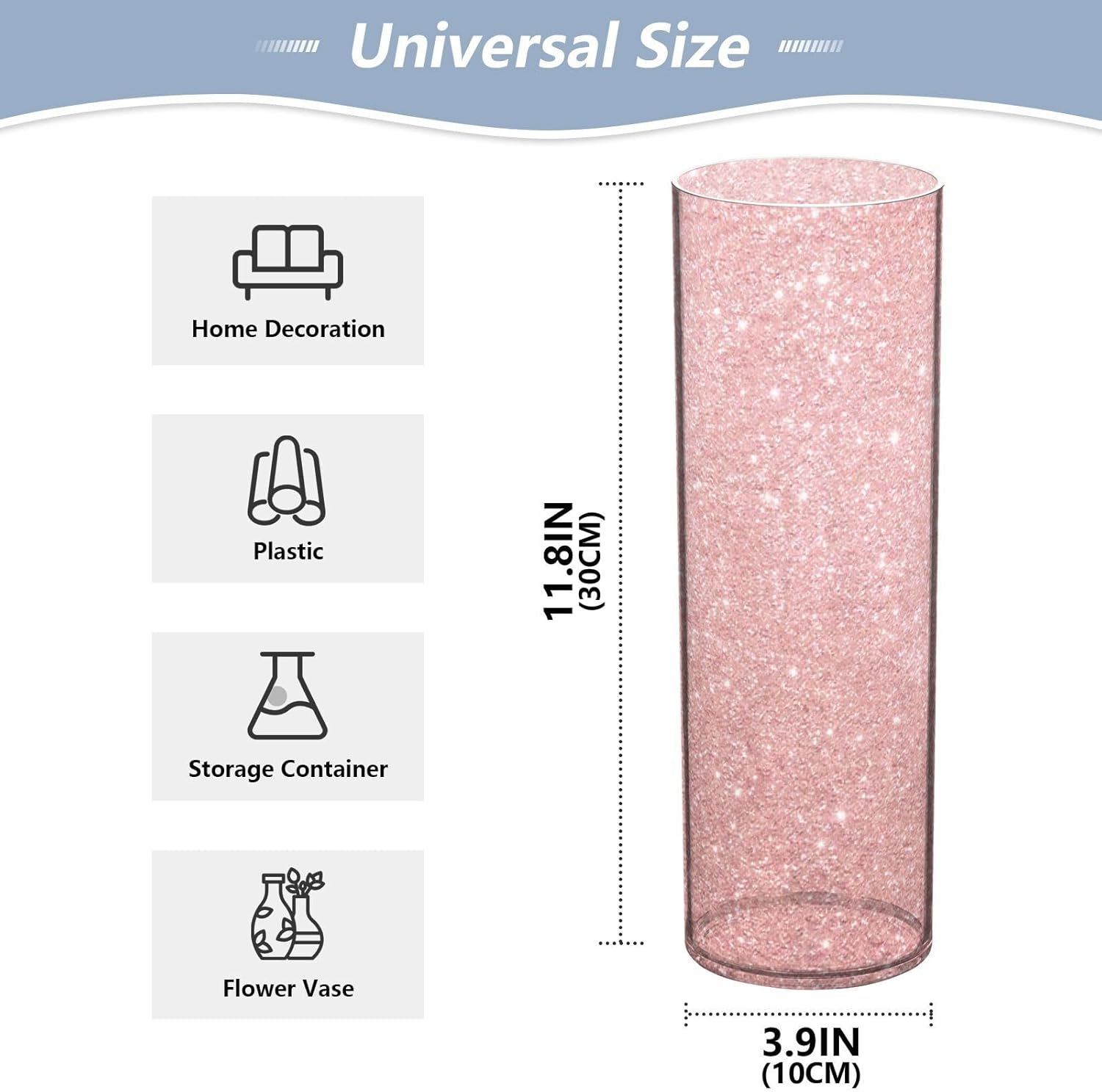 Glittering Starry Skin Color Plastic Hurricane Candle Holder 118 x 39 Inch Decorative Vase