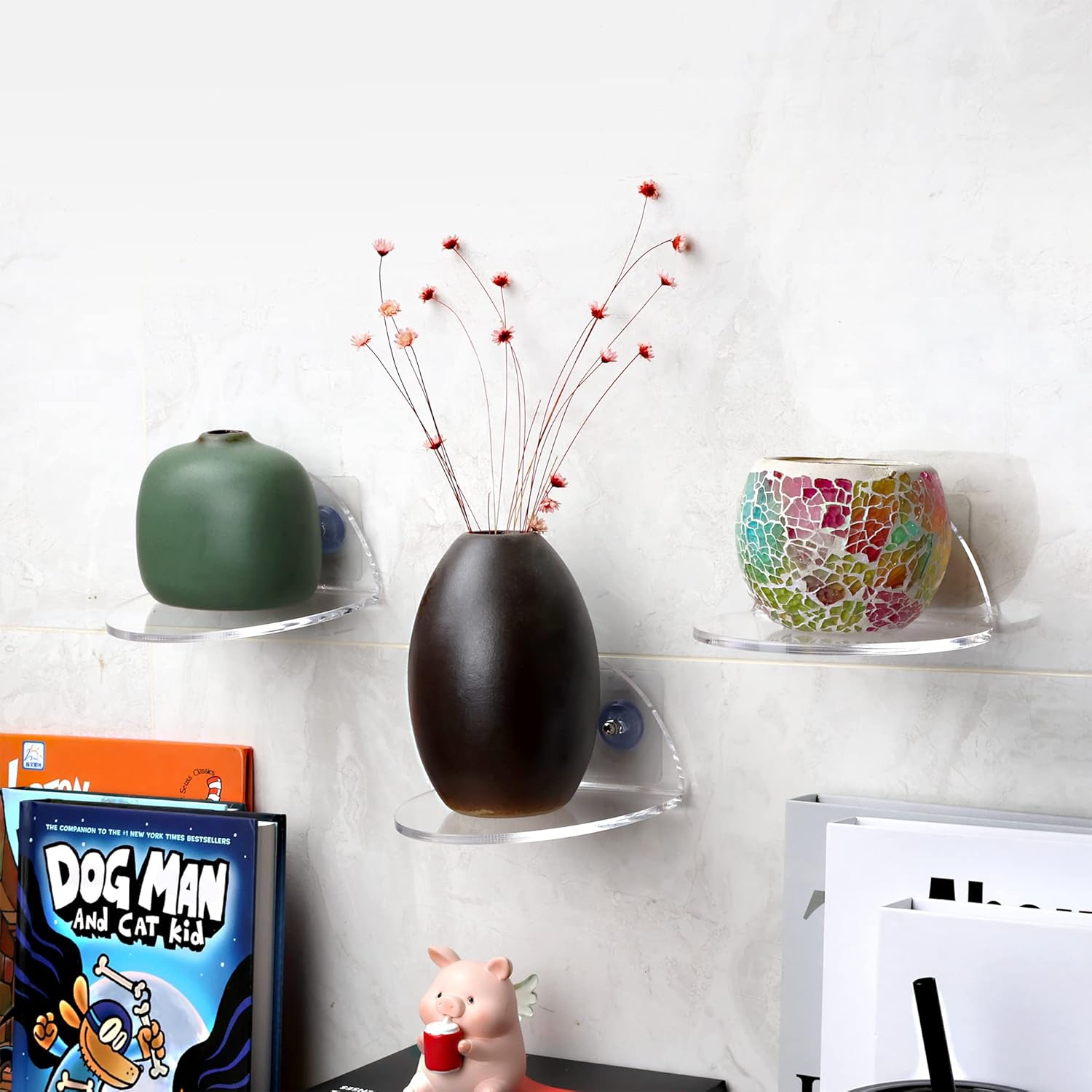 Evron Acrylic Floating Shelves Set of 2 for Wall Decor