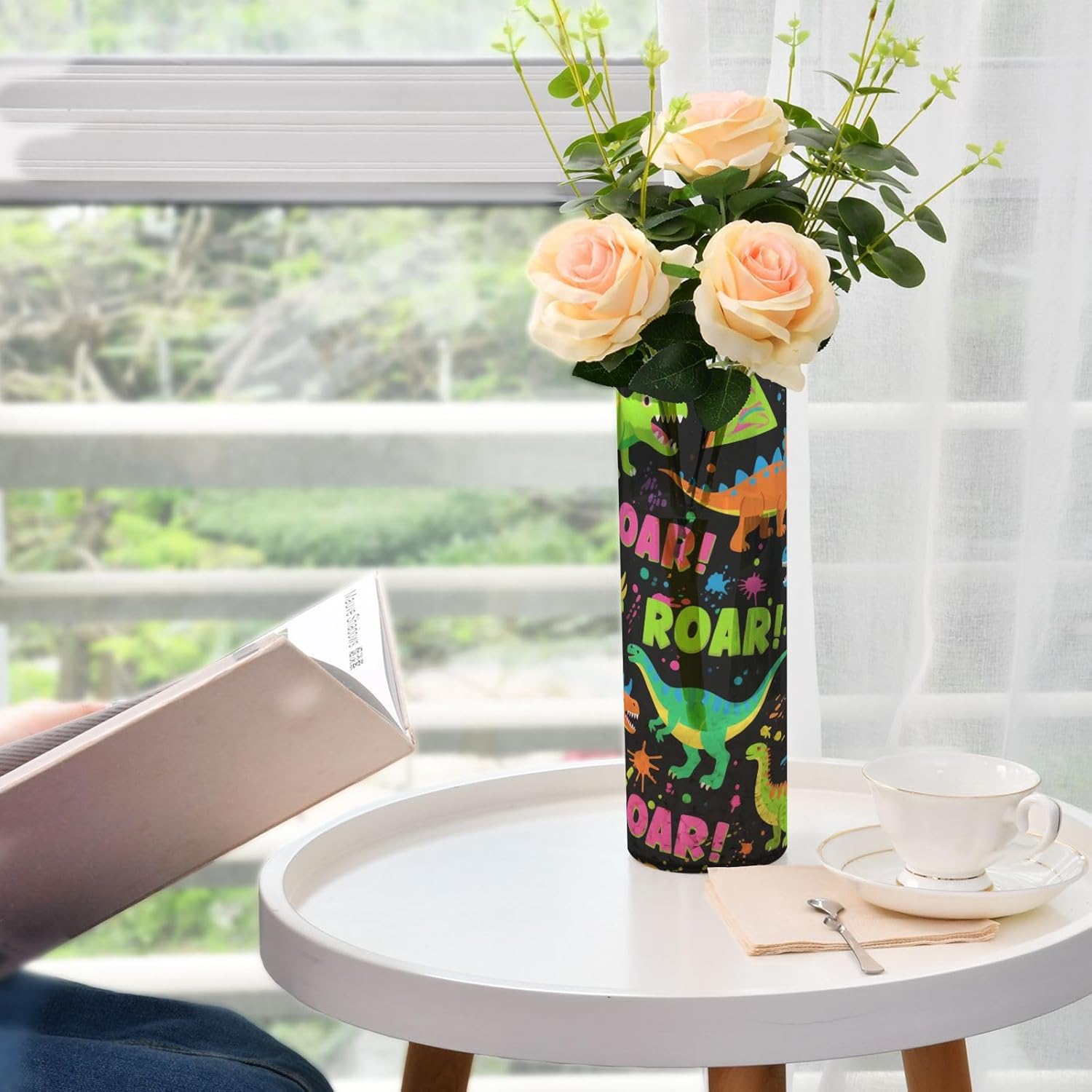 Roaring Dino Flower Vase with Fluorescent Design