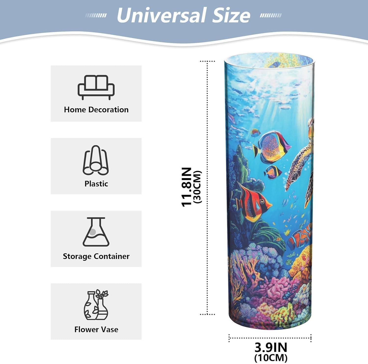 Turtle Plastic Cylinder Vase with Floating Candle Holder