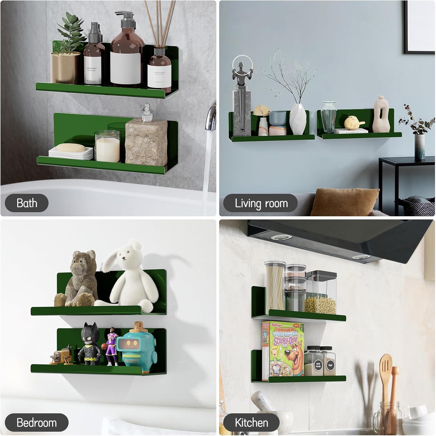 PAVSTINE 12 Inch Acrylic Floating Wall Shelf No Drilling