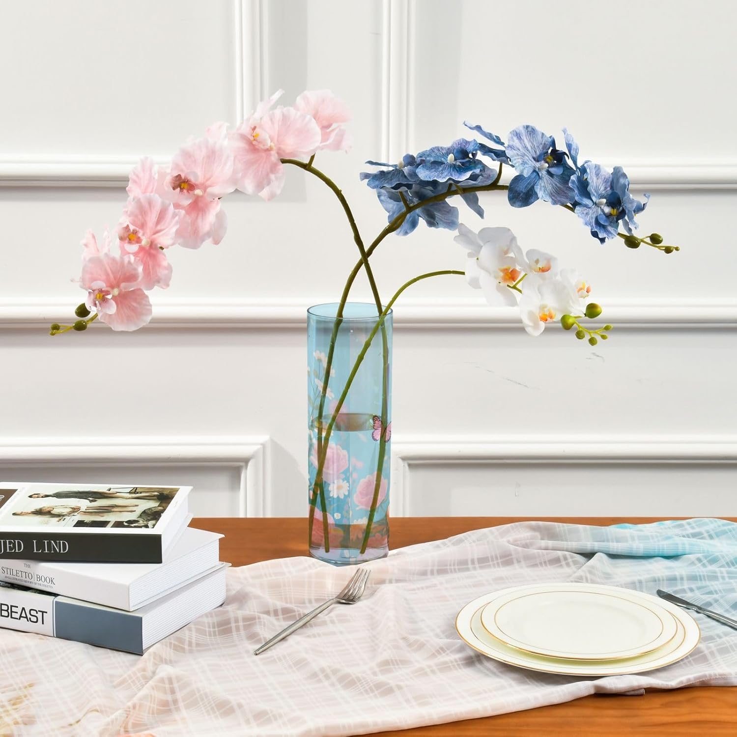 Pink Rose Flowers and Butterflies Hurricane Floating Candle Holder 118 x 39 Inch