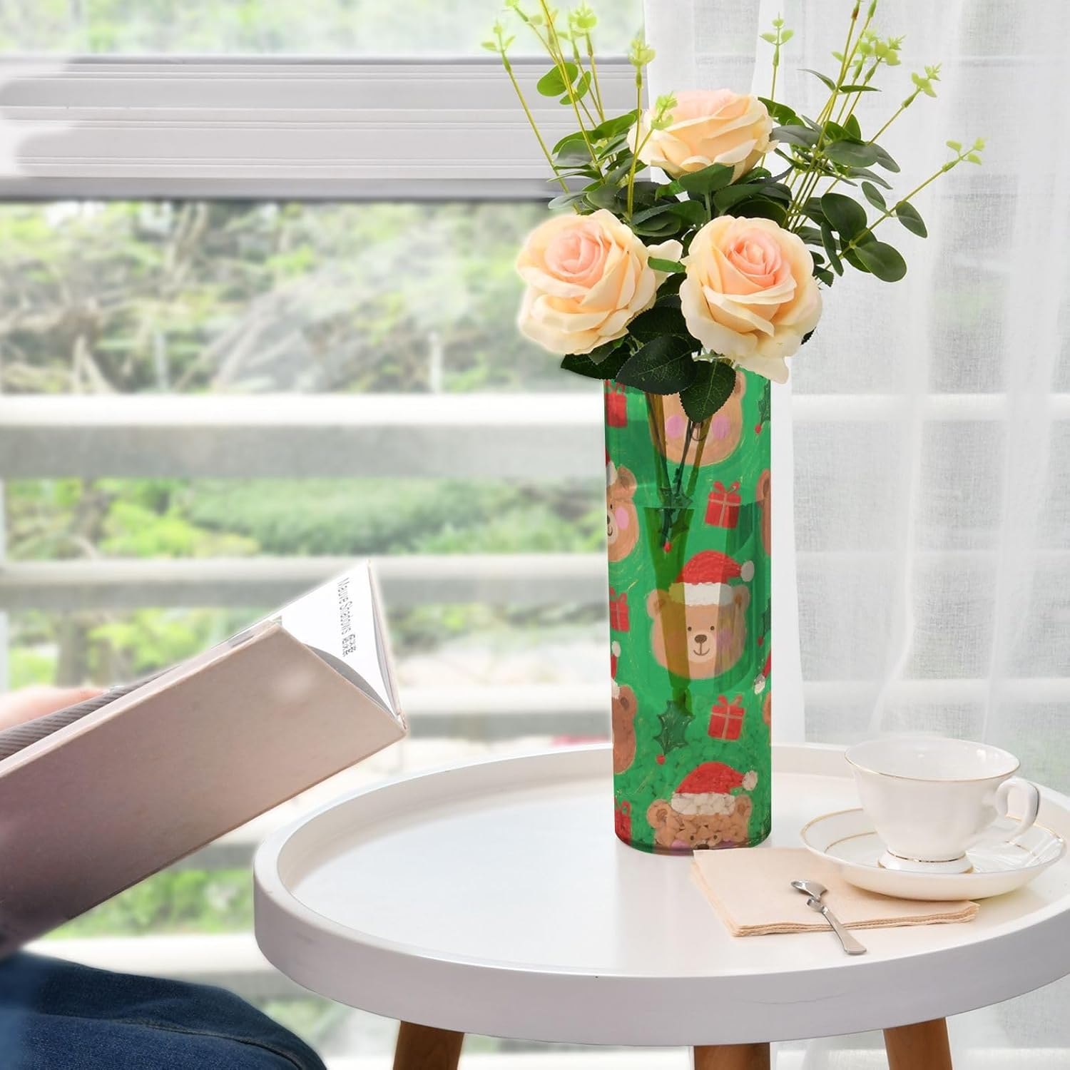 Merry Christmas Brown Bear Plastic Candle Holder 118 x 39 Inch Decorative Vase