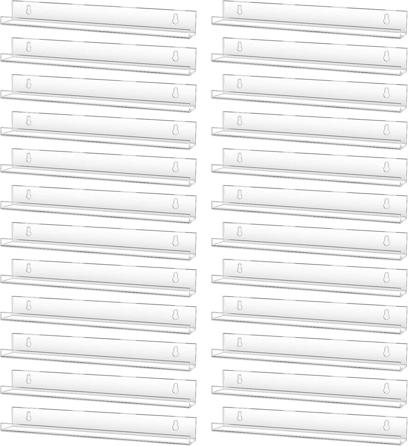 Jetec 24 Pcs Clear Floating Acrylic Shelves for Home Decor