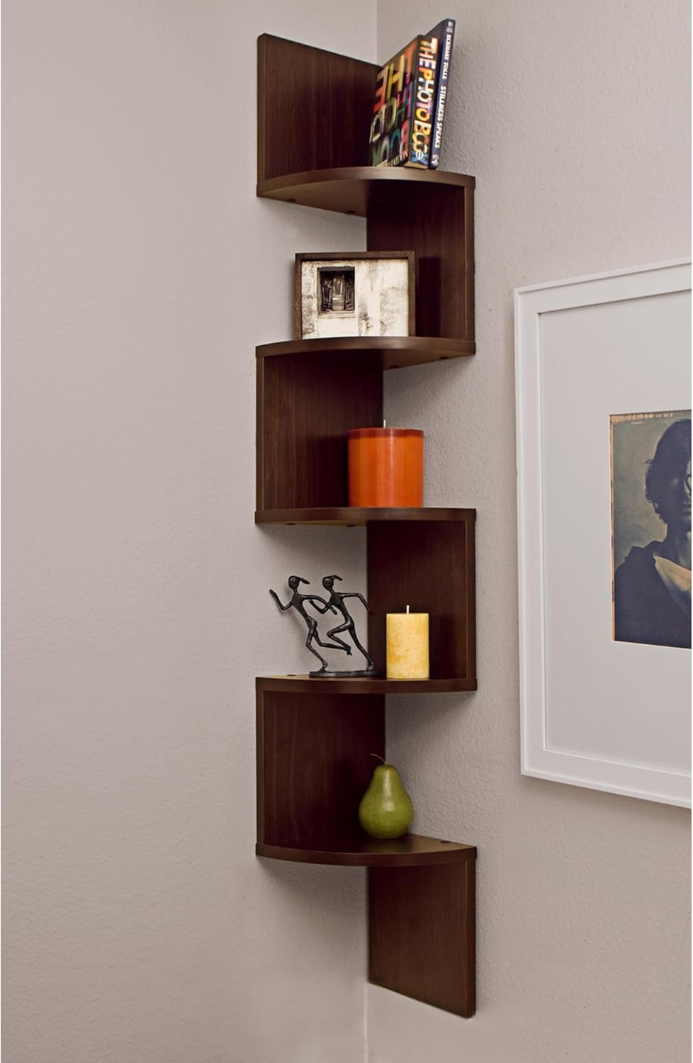 Danya B Large Rustic 5-Tier Corner Wall Shelving Unit